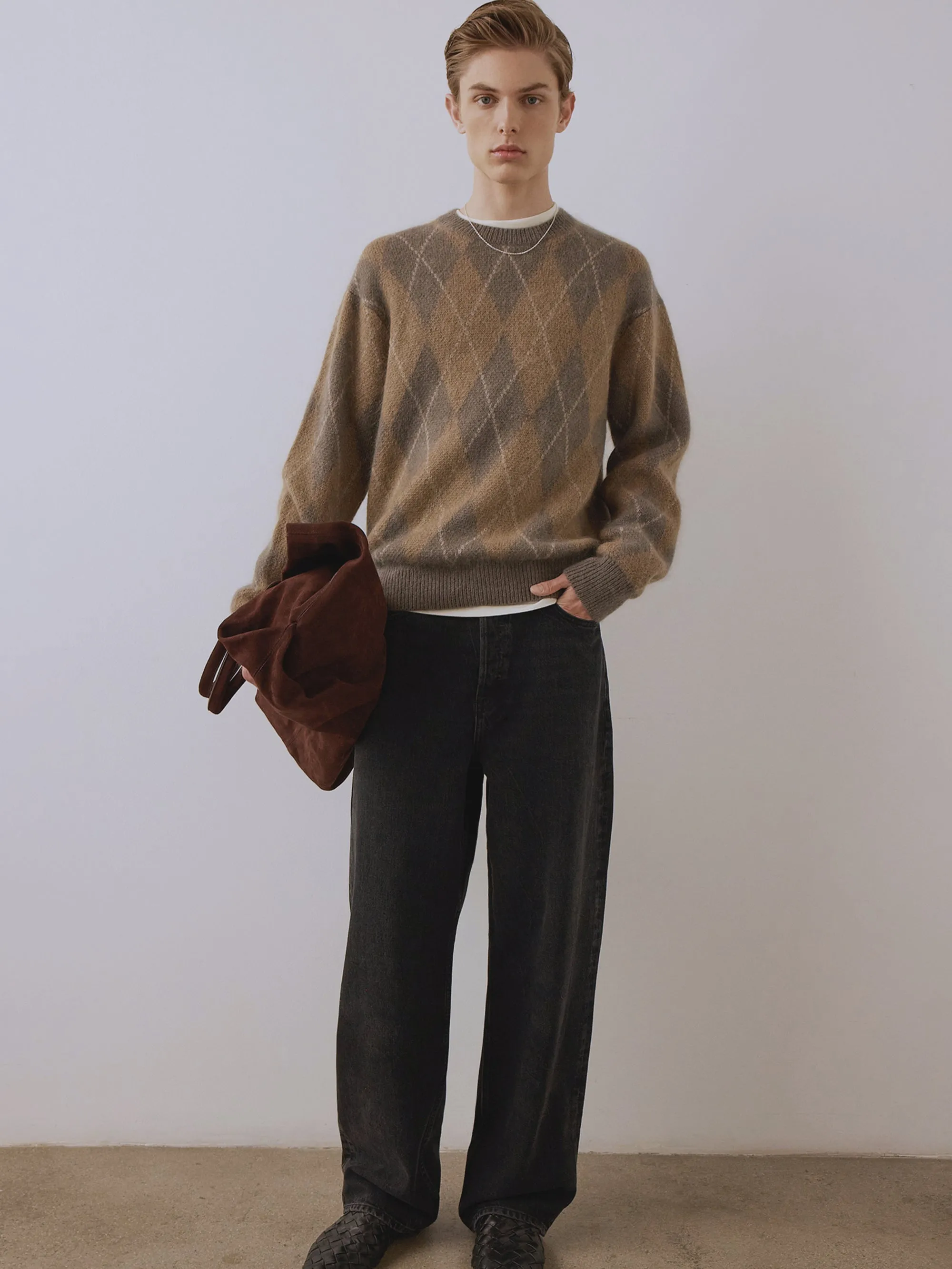 Argyle Crewneck Sweater -- Taupe Multi sold by Frame Denim product image thumbnail 5