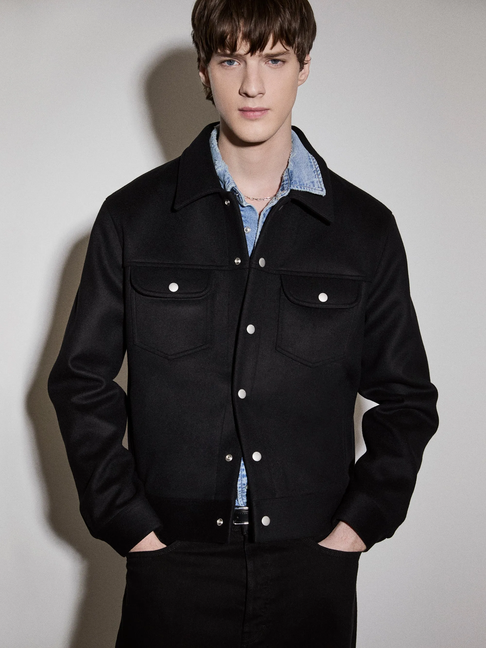 Wool Trucker Jacket -- Black sold by Frame Denim product image thumbnail 5