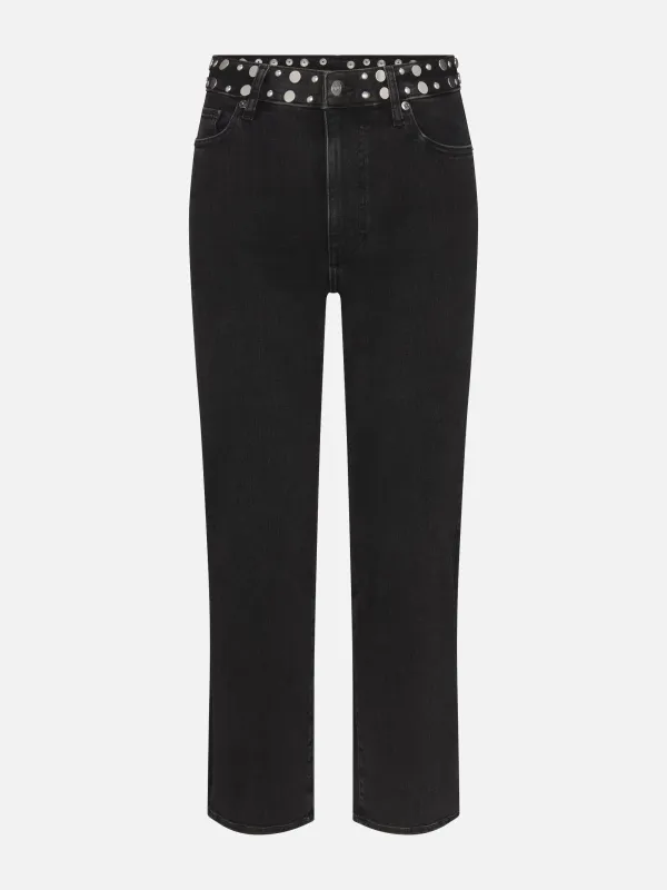 Le Sleek Straight Studded -- Meteor sold by Frame Denim