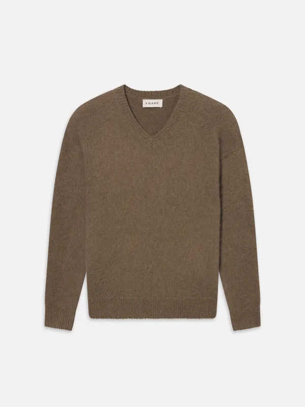 Brushed Cashmere V-neck Sweater -- Light Taupe sold by Frame Denim