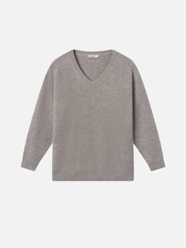 The Cashmere V Sweater -- Heather Grey sold by Frame Denim