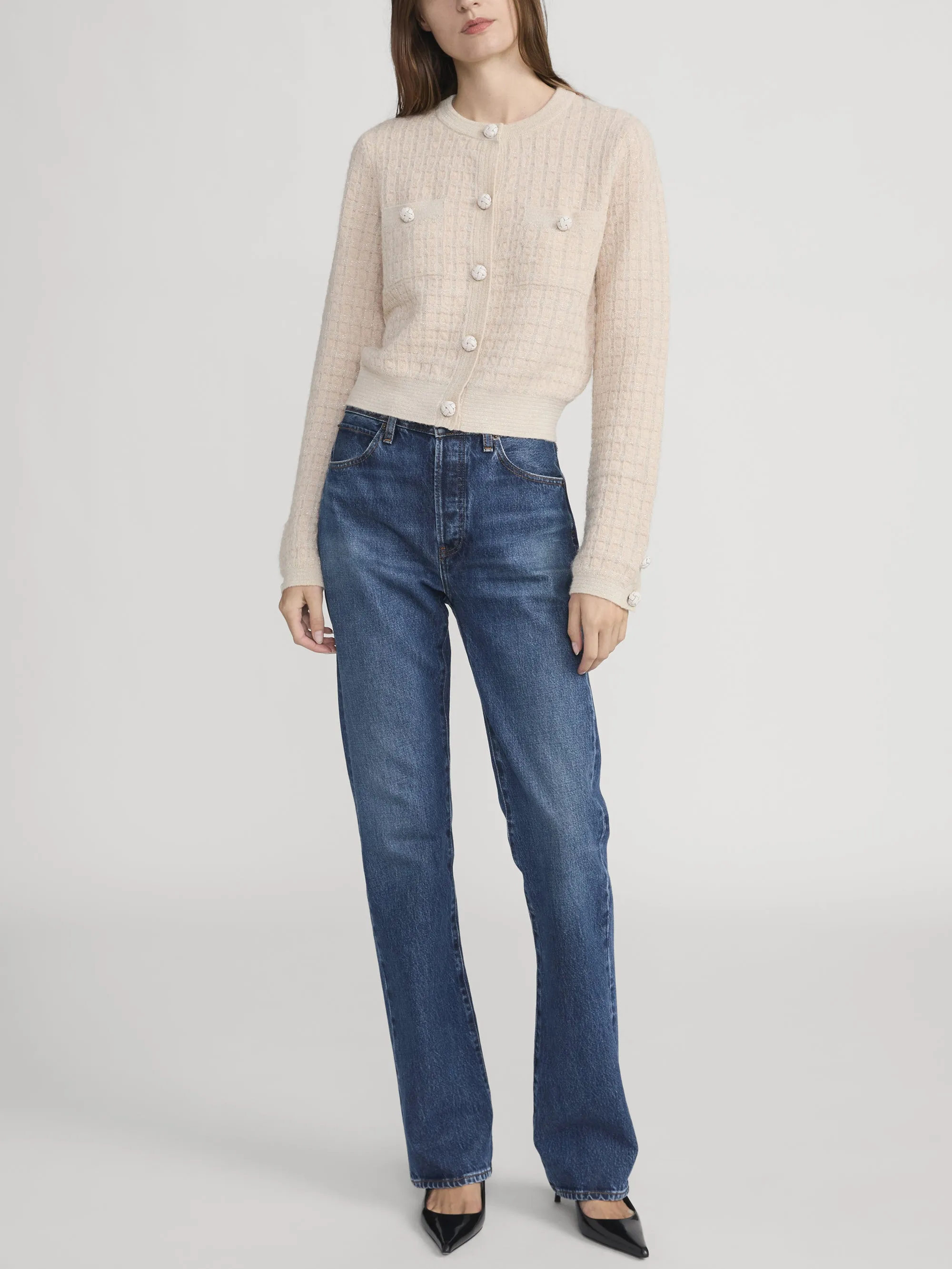 The Lurex Check Cardi -- Cream Multi sold by Frame Denim product image thumbnail 2