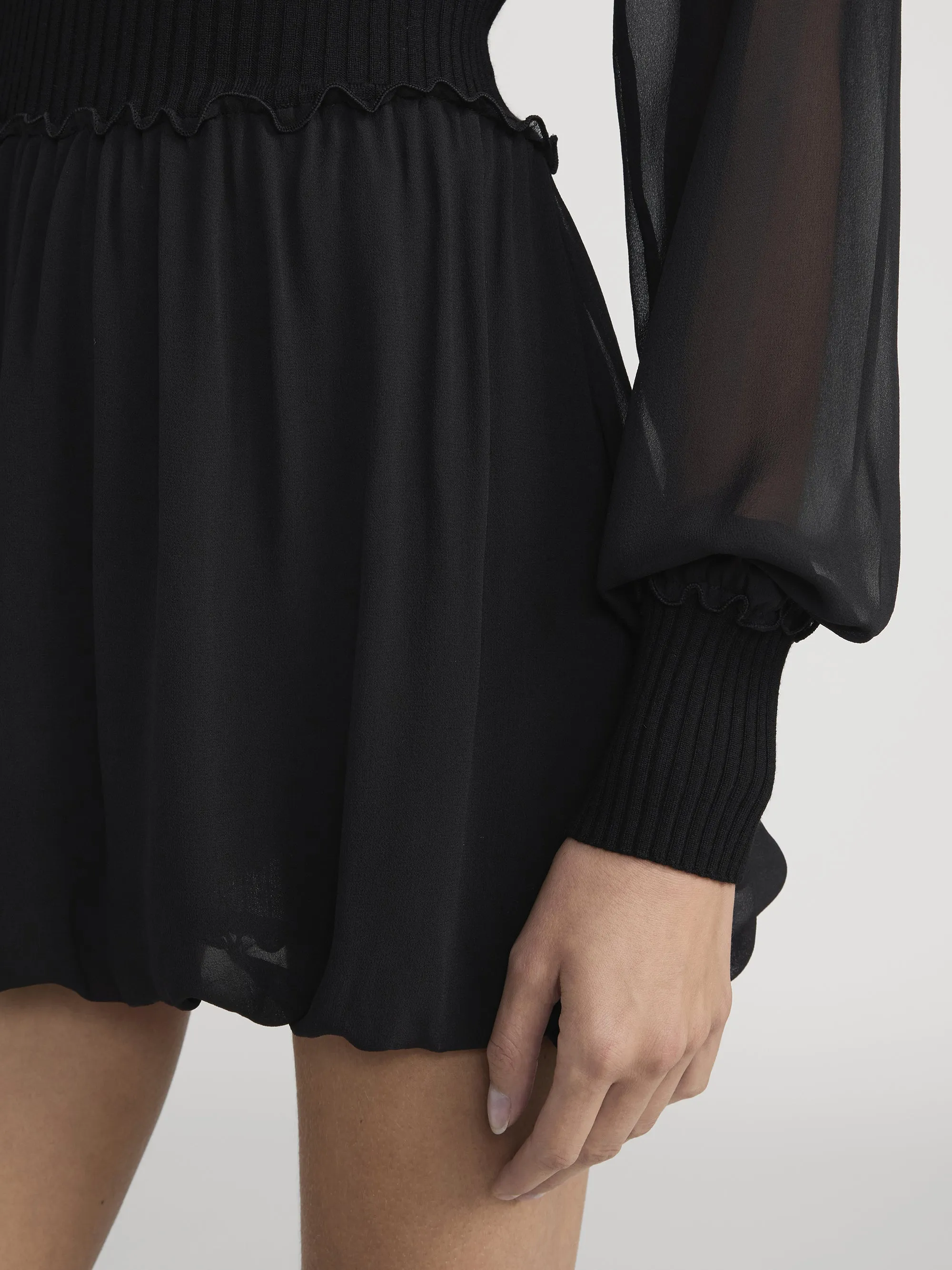 The Sheer Sleeve Dress -- Black sold by Frame Denim product image thumbnail 3
