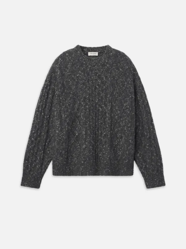 Chunky Cable Sweater -- Grey Melange sold by Frame Denim