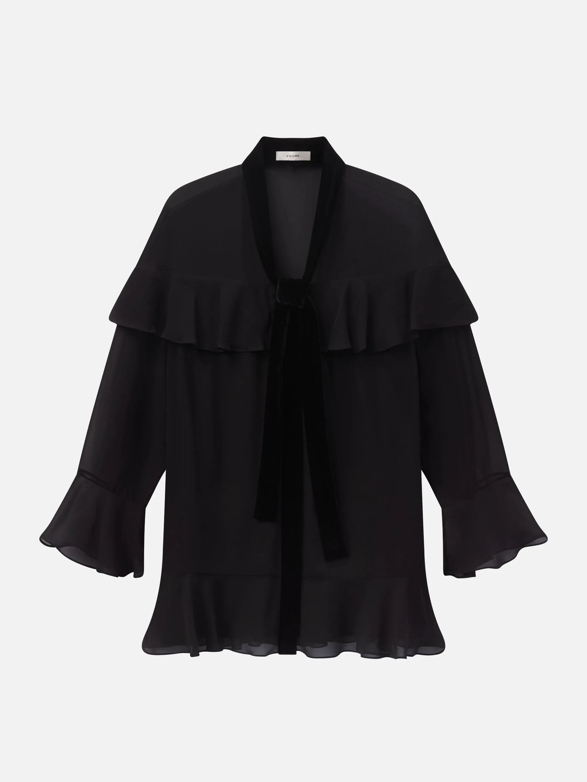 Velvet Trim Modern Mini Dress -- Black sold by Frame Denim