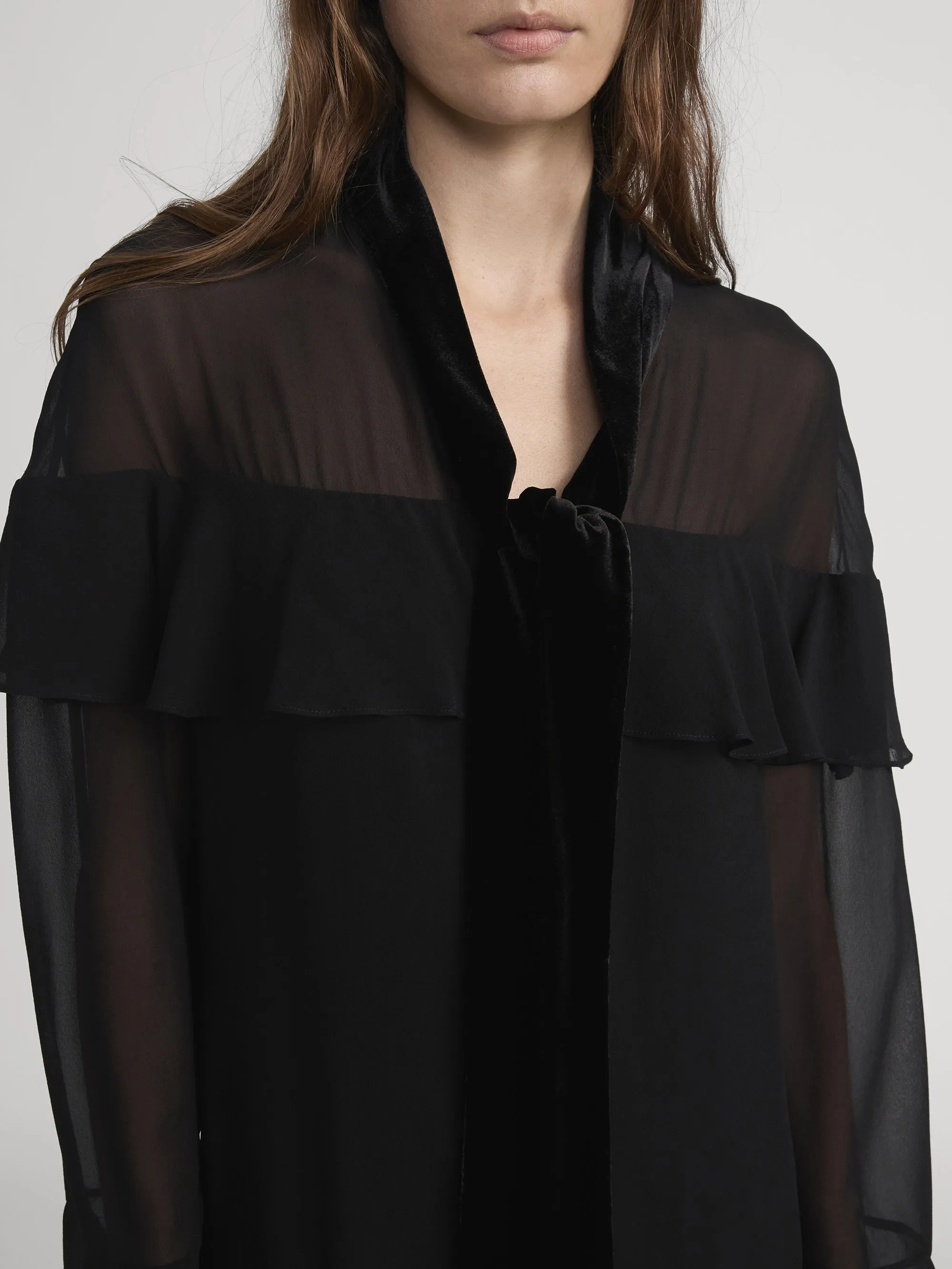 Velvet Trim Modern Mini Dress -- Black sold by Frame Denim product image thumbnail 4