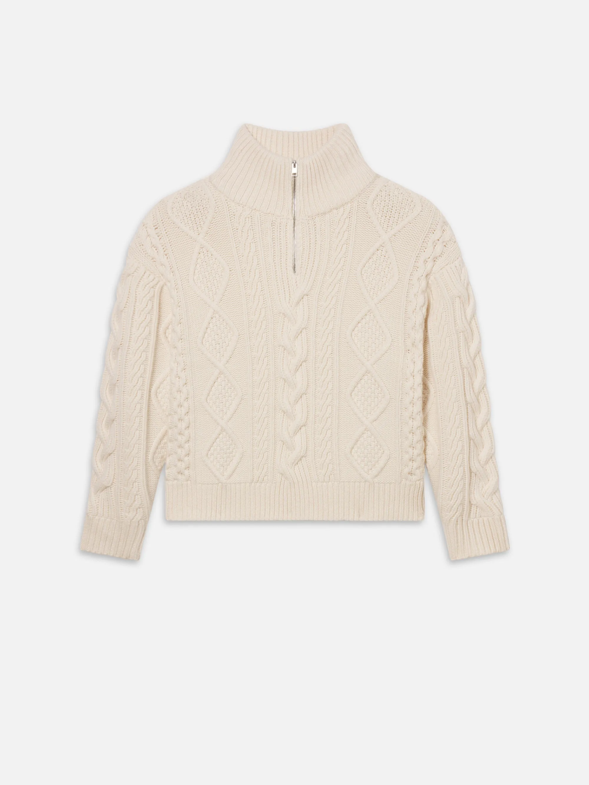 Chunky Cable Half Zip -- Cream sold by Frame Denim