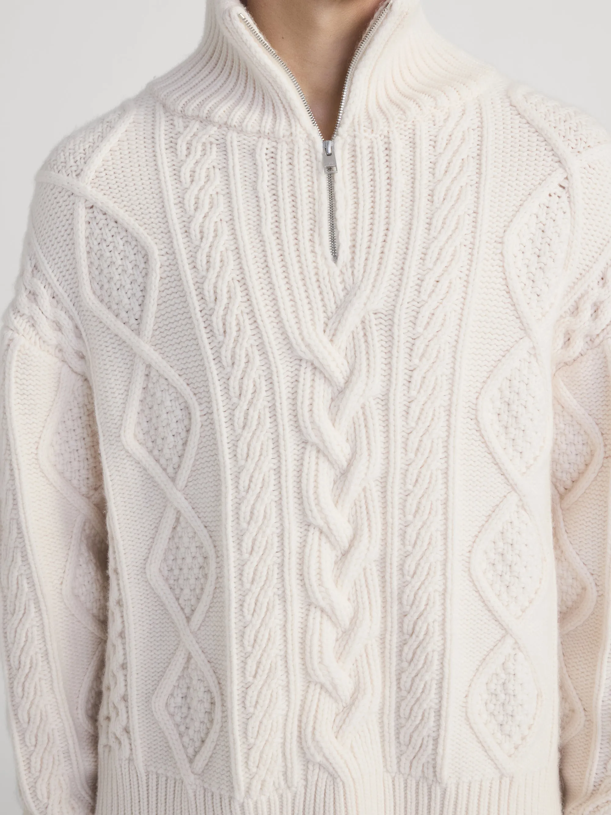 Chunky Cable Half Zip -- Cream sold by Frame Denim product image thumbnail 4