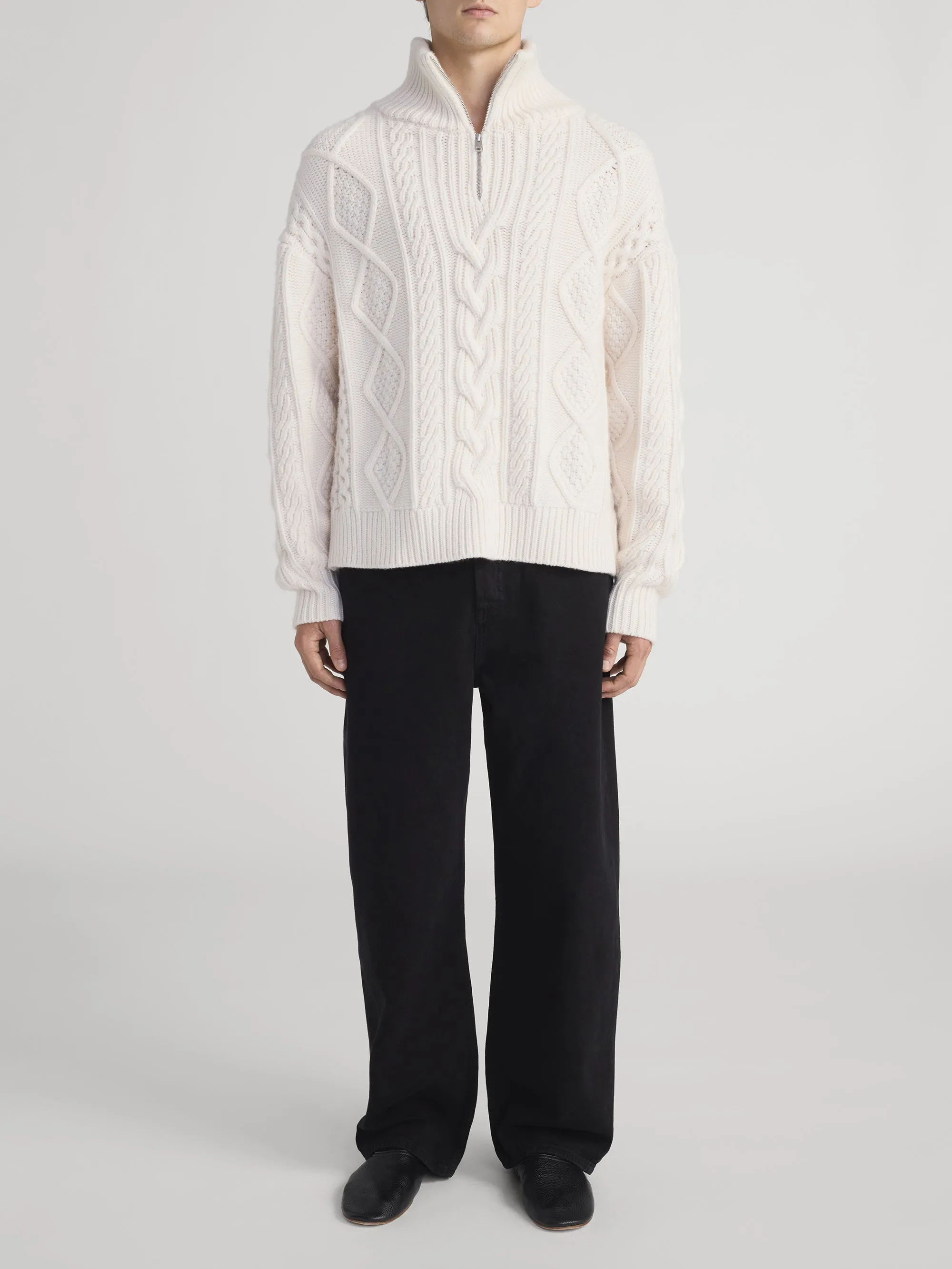 Chunky Cable Half Zip -- Cream sold by Frame Denim product image thumbnail 2