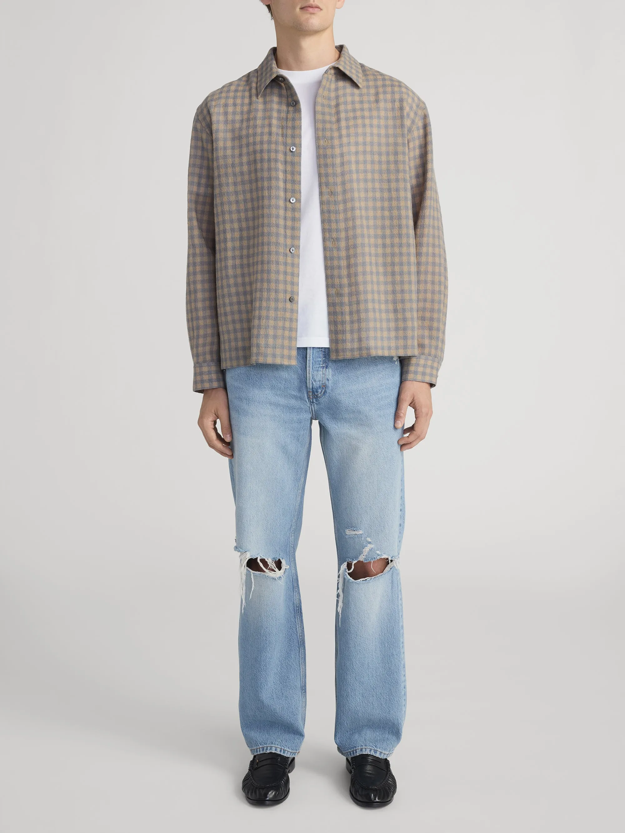 Light Wool Plaid Shirt -- Beige/Blue Plaid sold by Frame Denim product image thumbnail 2