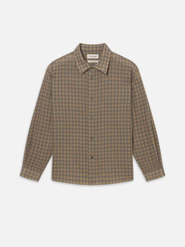 Light Wool Plaid Shirt -- Beige/Blue Plaid sold by Frame Denim