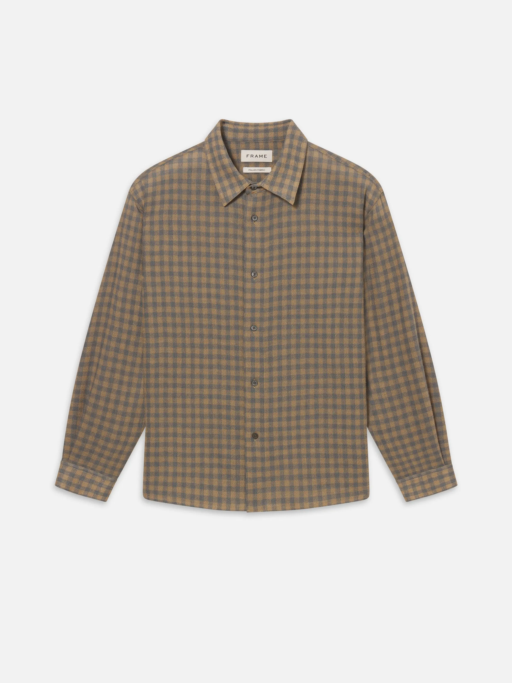 Light Wool Plaid Shirt -- Beige/Blue Plaid sold by Frame Denim
