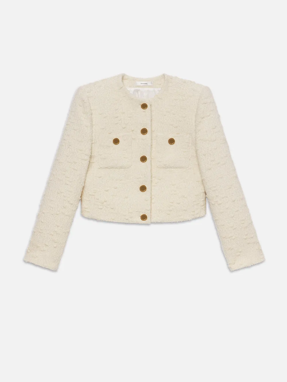 Cropped Button Front Jacket -- Ecru sold by Frame Denim