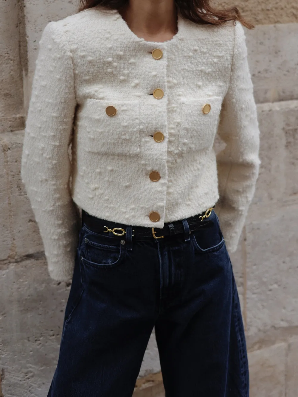 Cropped Button Front Jacket -- Ecru sold by Frame Denim product image thumbnail 2