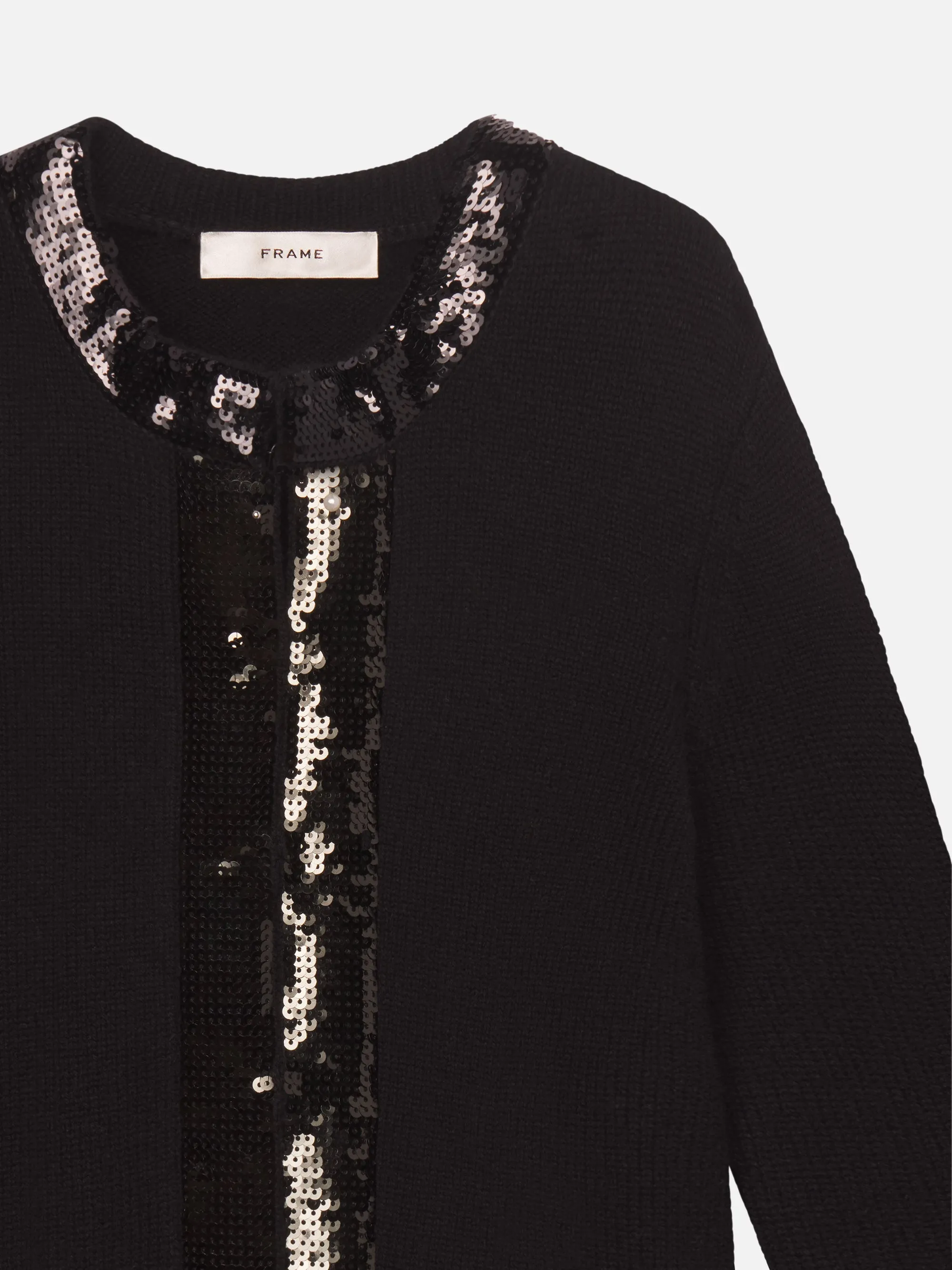 The Sequin Trim Cardigan -- Black sold by Frame Denim product image thumbnail 2