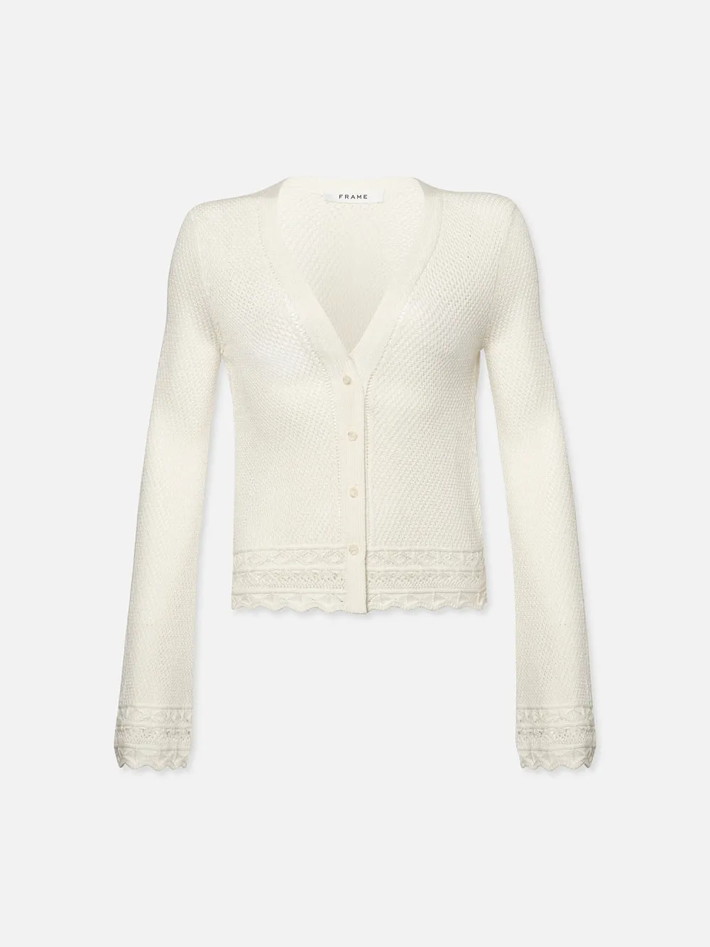 Pointelle Cardi -- Cream sold by Frame Denim