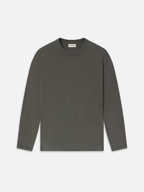 Light Cotton Long Sleeve Tee -- Dark Grey sold by Frame Denim