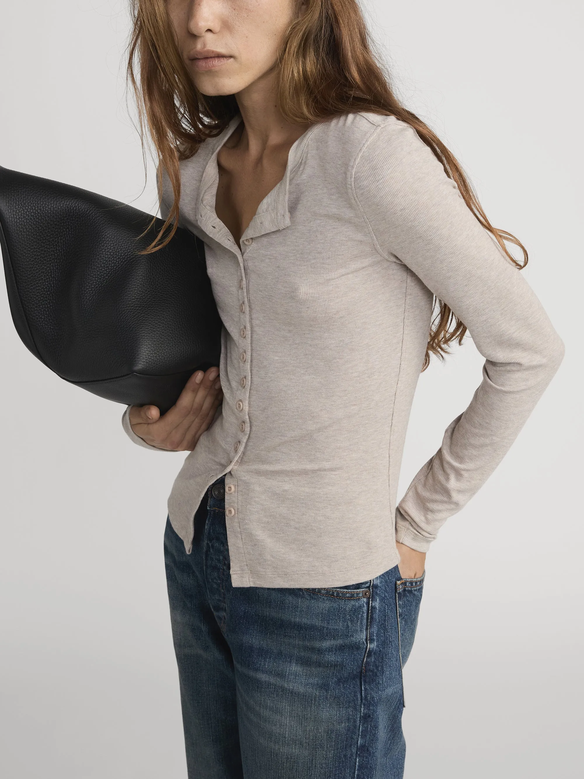 The Rib Splay Top -- Oatmeal Heather sold by Frame Denim product image thumbnail 4
