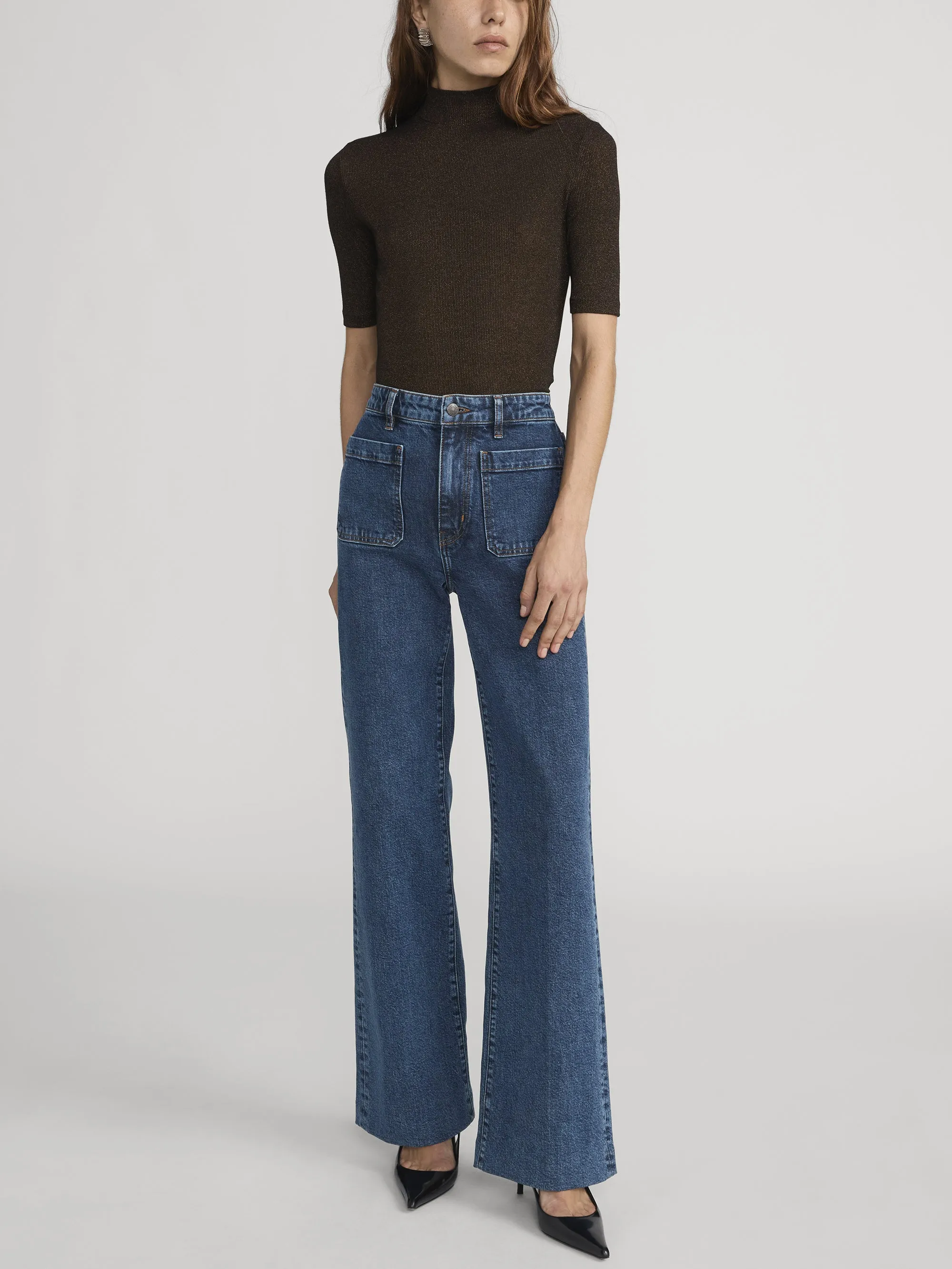 The Lurex Mock Neck Tee -- Americano sold by Frame Denim product image thumbnail 2