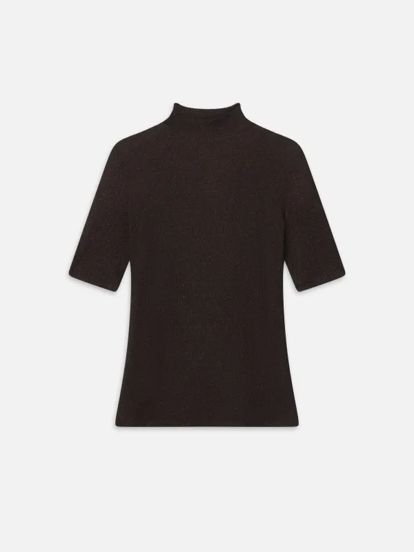 The Lurex Mock Neck Tee -- Americano sold by Frame Denim