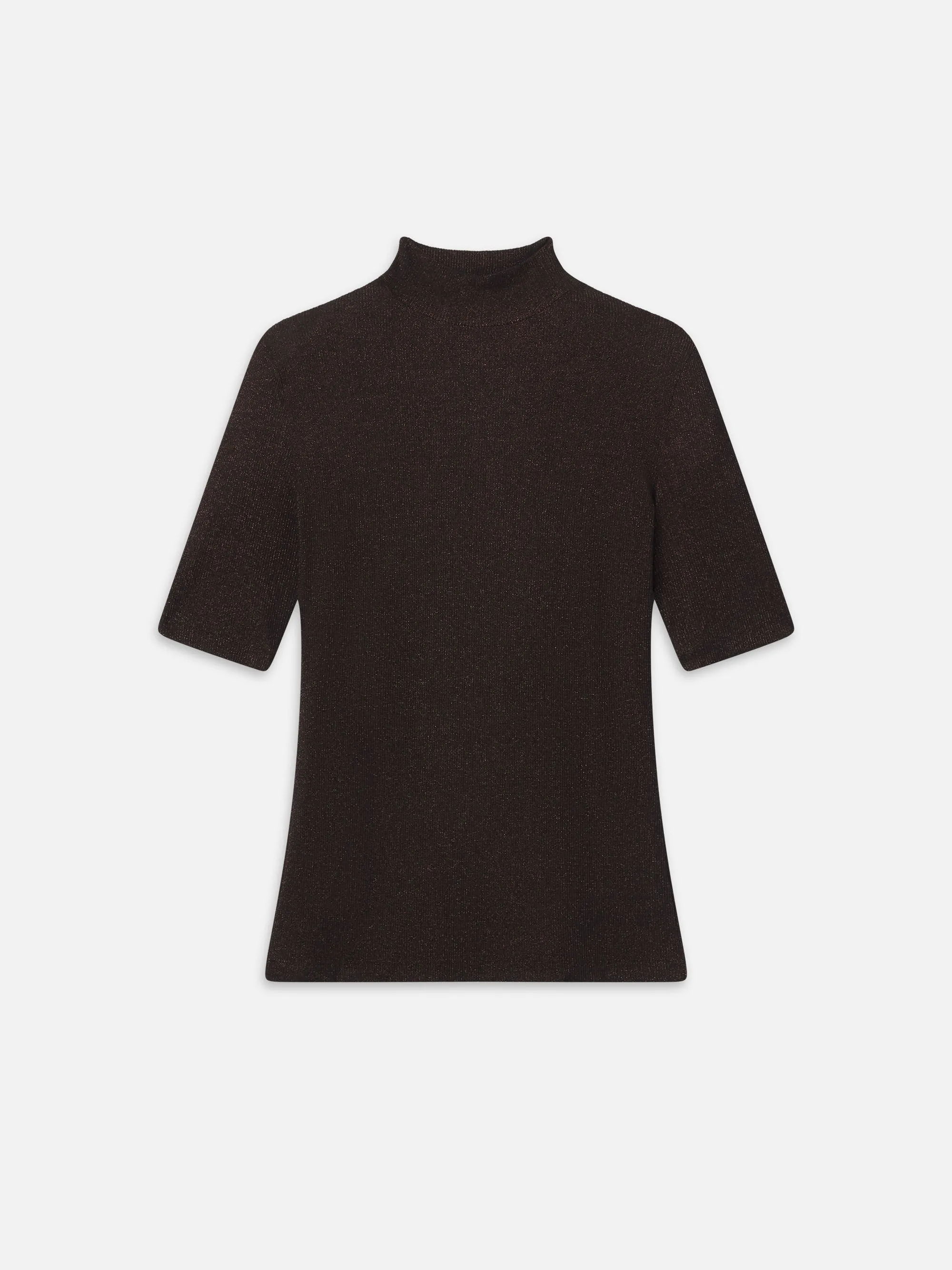 The Lurex Mock Neck Tee -- Americano sold by Frame Denim