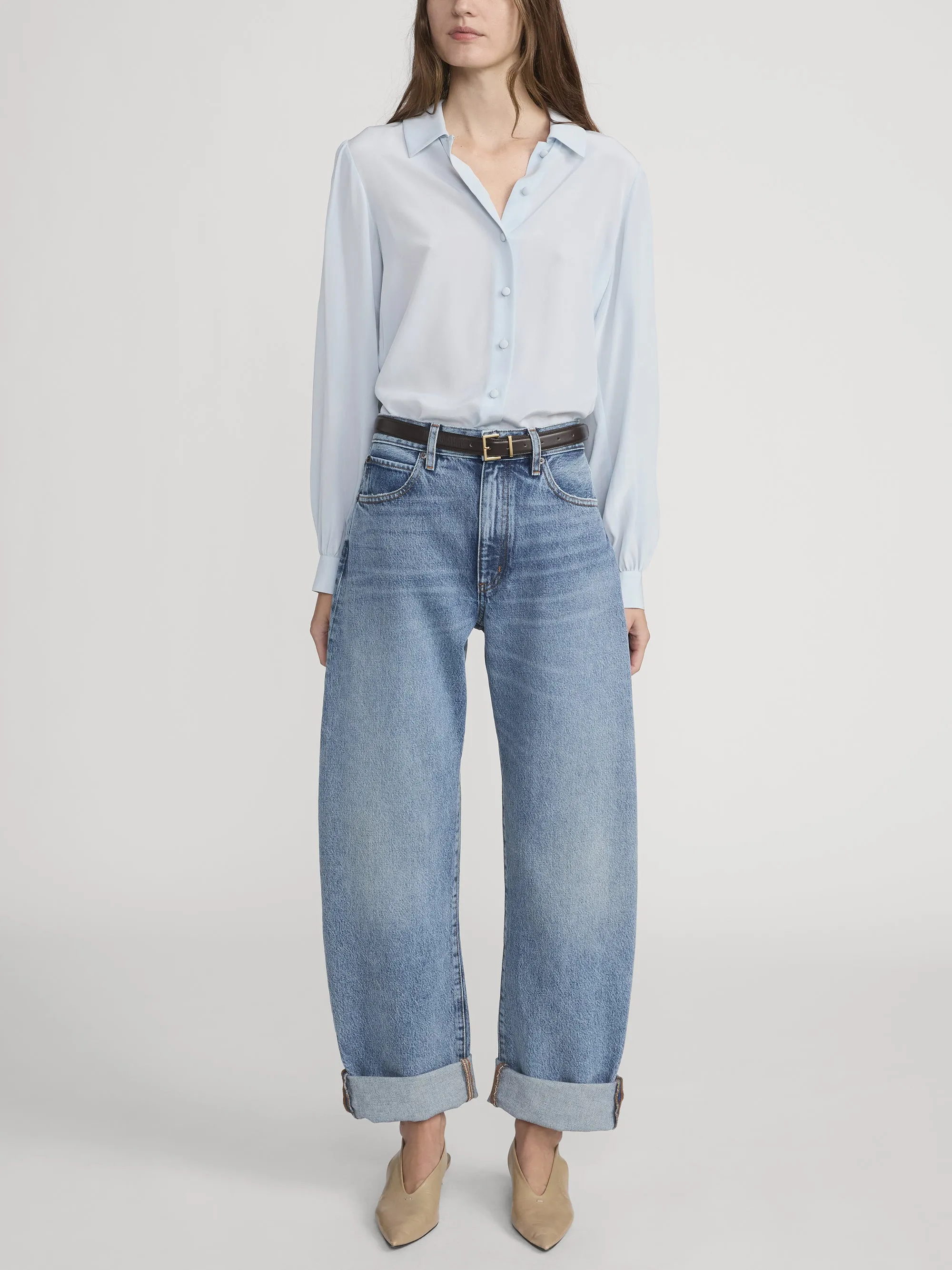 The Silk Staple Blouse -- Sky Blue sold by Frame Denim product image thumbnail 2