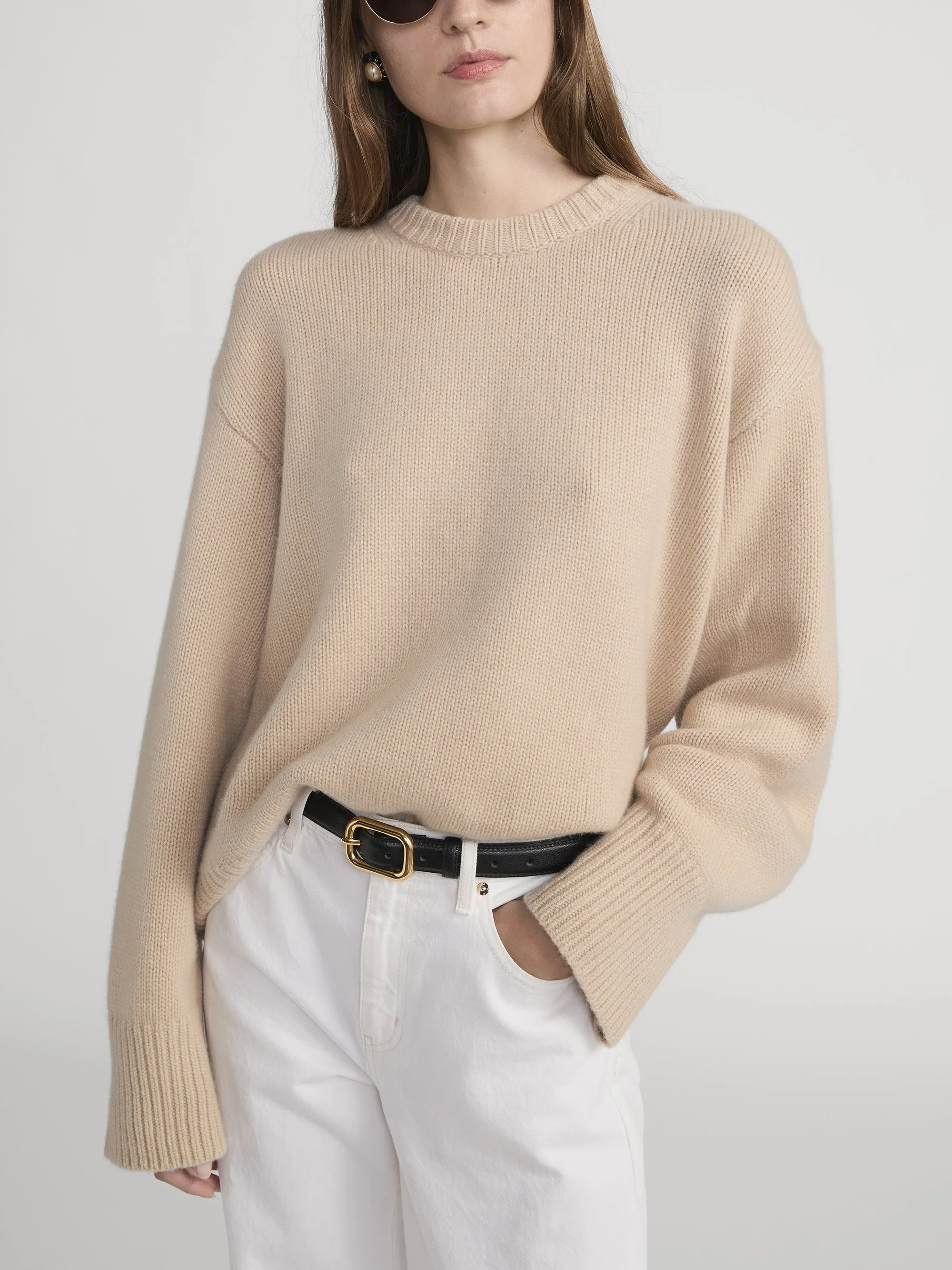 The Cashmere Oversized Crew -- Oatmeal Heather sold by Frame Denim product image thumbnail 3