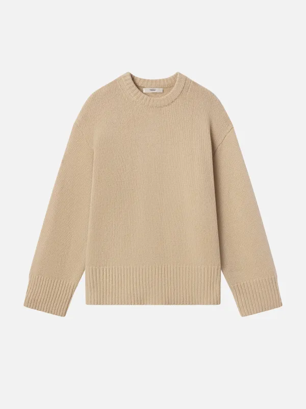 The Cashmere Oversized Crew -- Oatmeal Heather sold by Frame Denim
