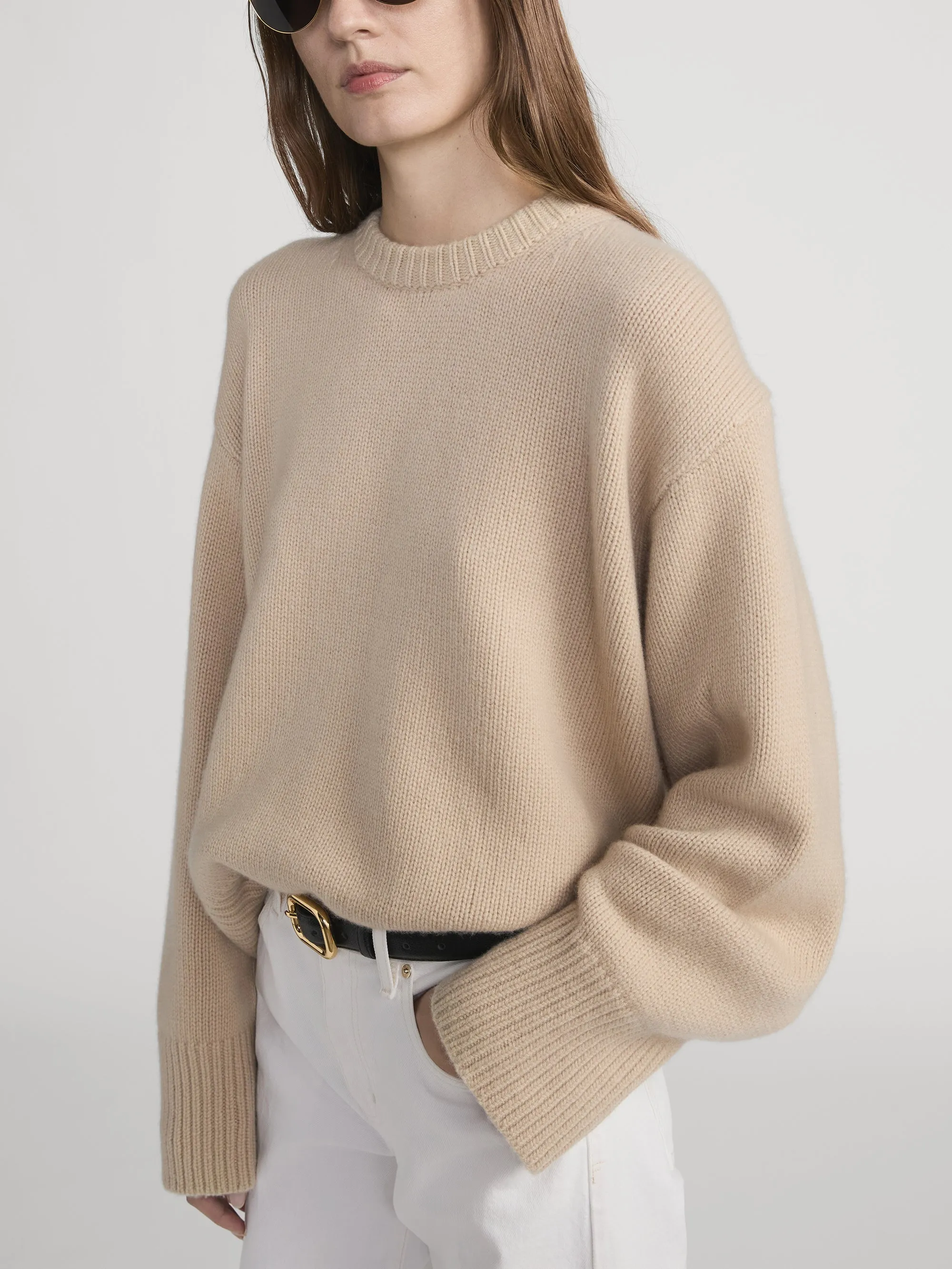 The Cashmere Oversized Crew -- Oatmeal Heather sold by Frame Denim product image thumbnail 5