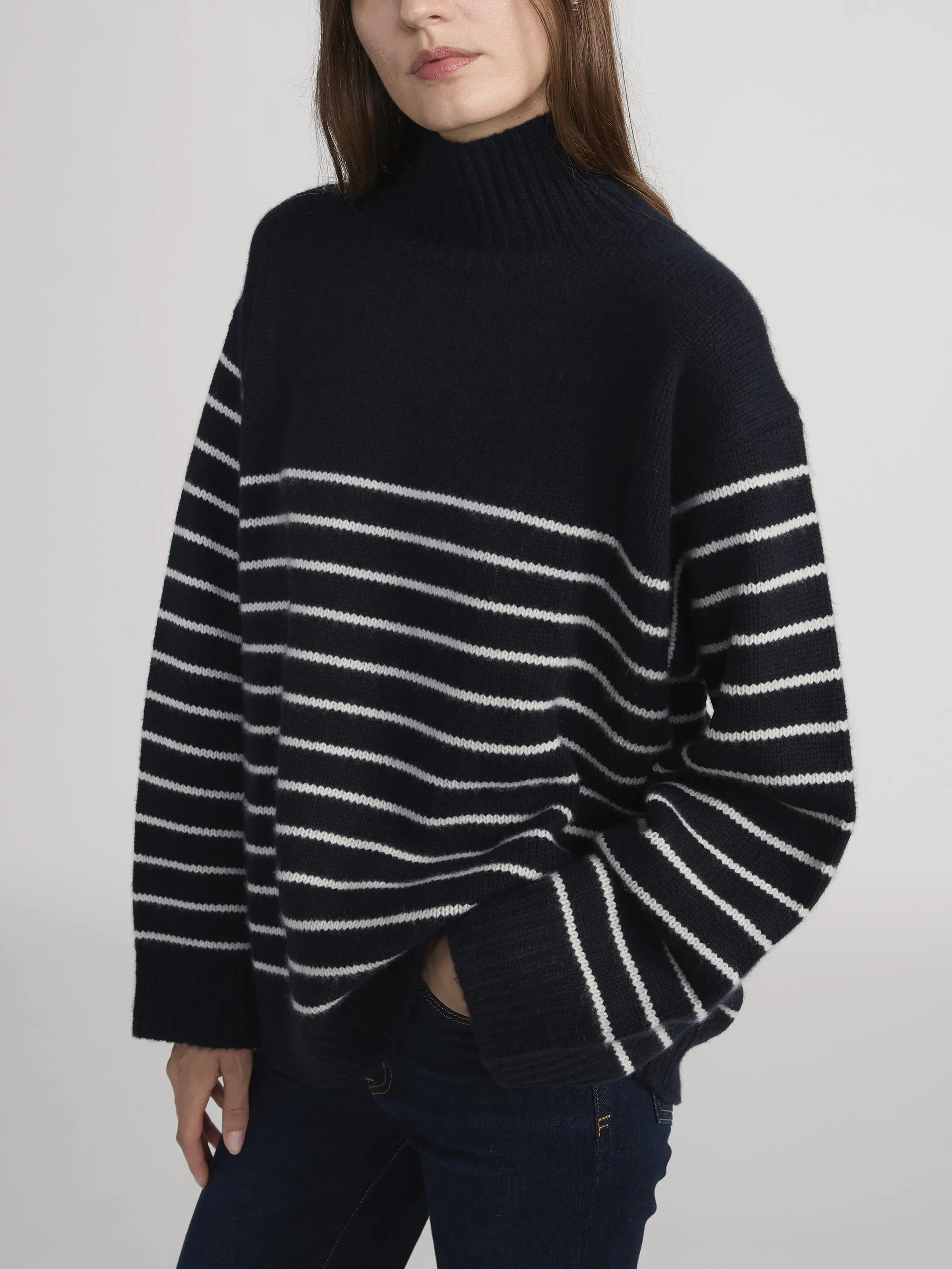 The Striped Cashmere Turtleneck -- Navy Multi sold by Frame Denim product image thumbnail 5