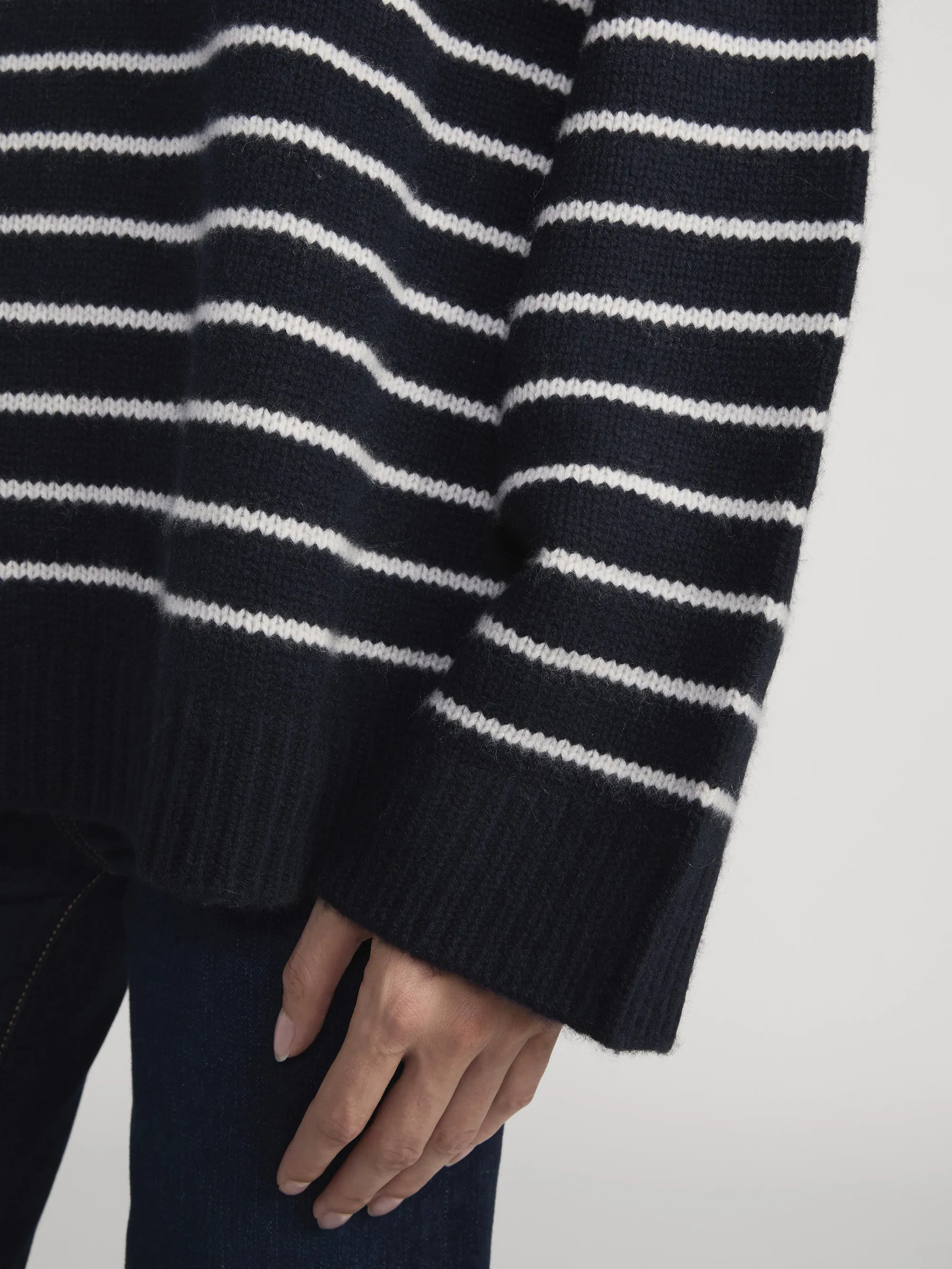 The Striped Cashmere Turtleneck -- Navy Multi sold by Frame Denim product image thumbnail 3