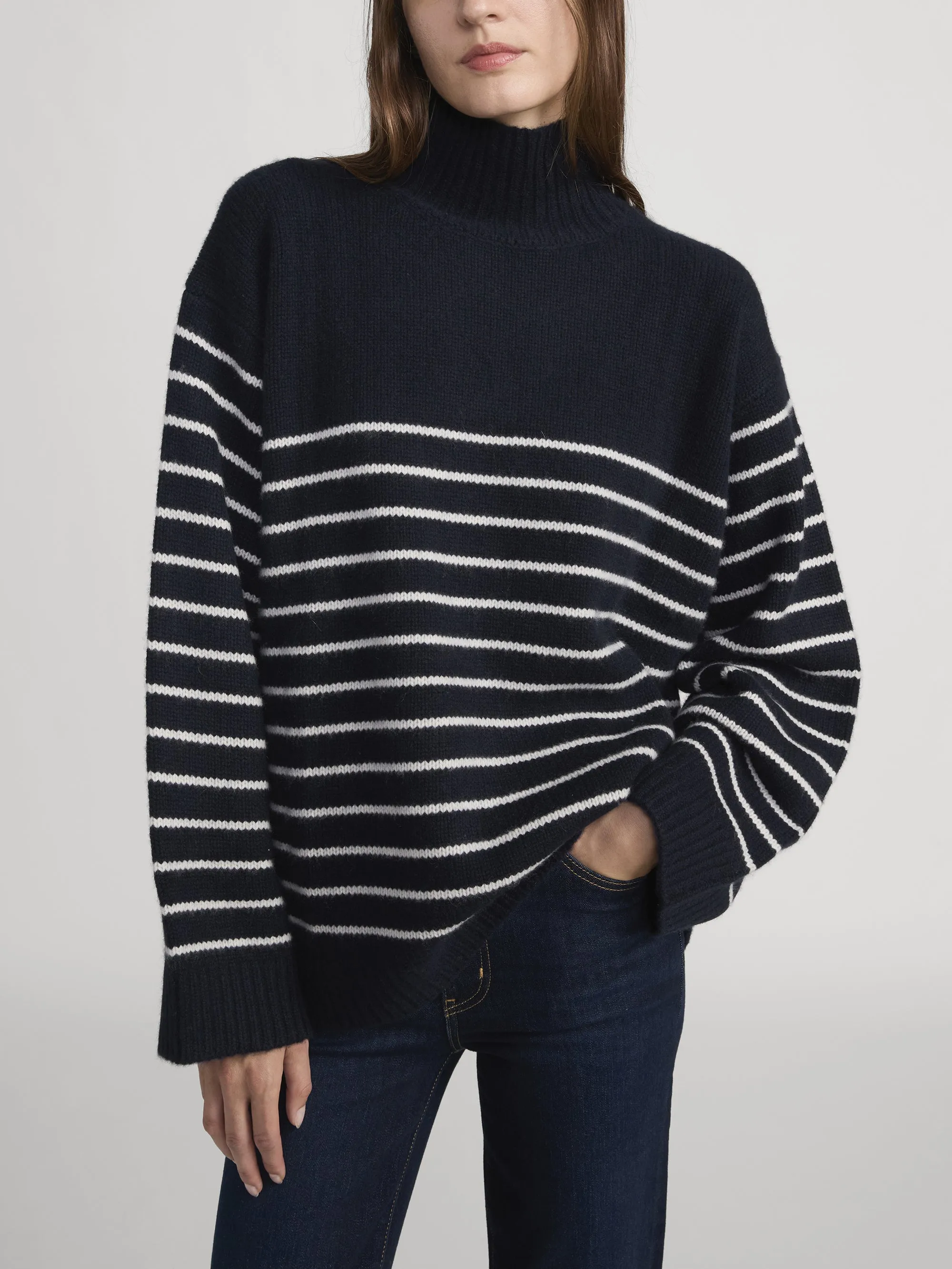 The Striped Cashmere Turtleneck -- Navy Multi sold by Frame Denim product image thumbnail 4