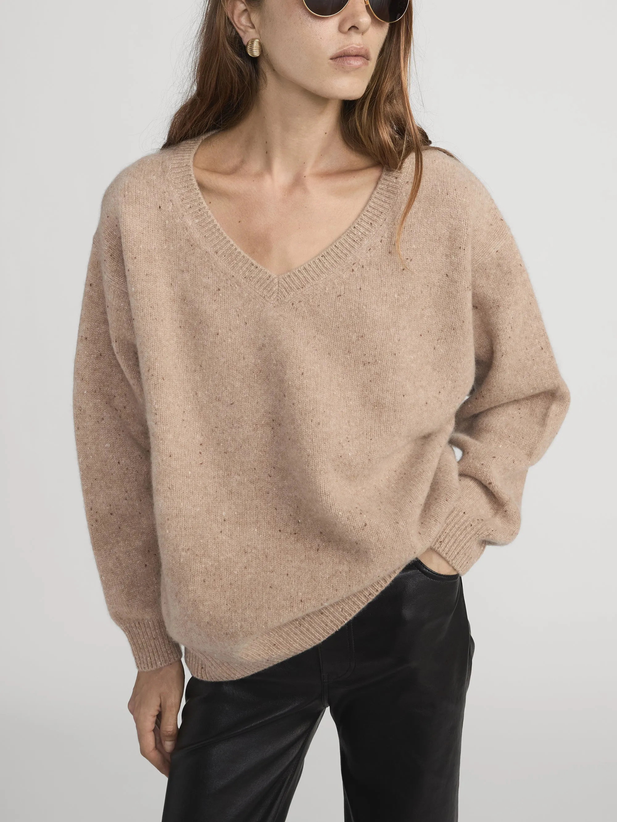 The Cashmere V Sweater -- Light Camel sold by Frame Denim product image thumbnail 3