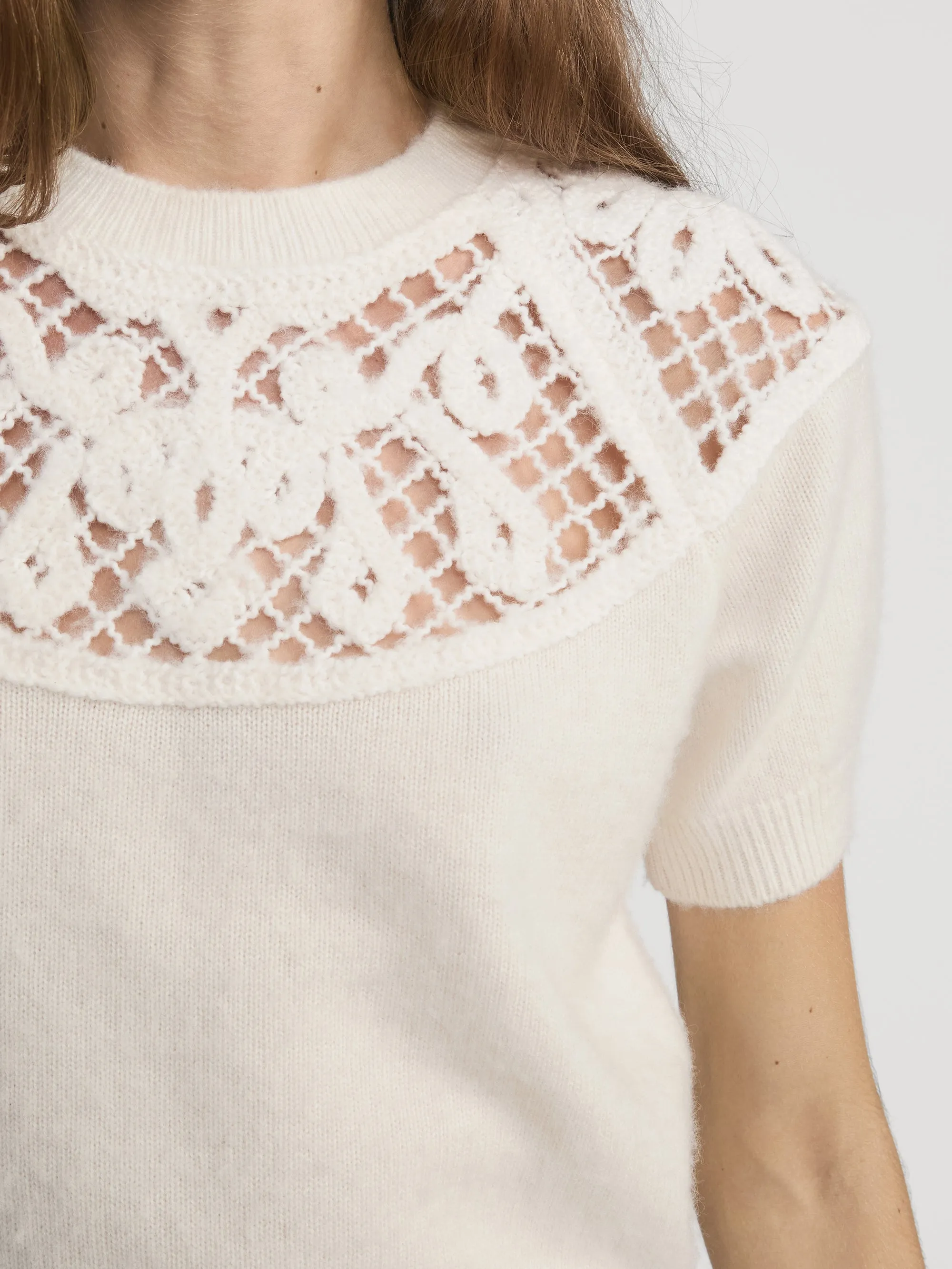 The Lace Gathered Sweater -- Cream sold by Frame Denim product image thumbnail 4