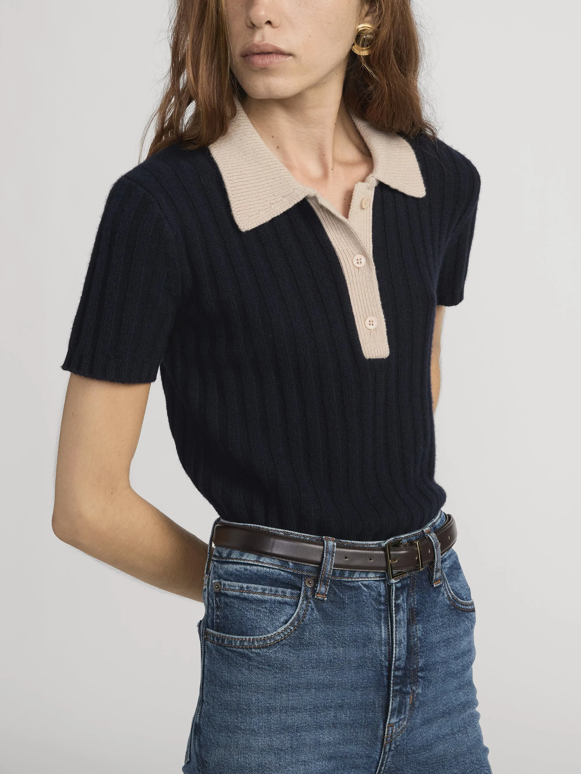 The Contrast Trim Polo -- Navy Multi sold by Frame Denim product image thumbnail 5