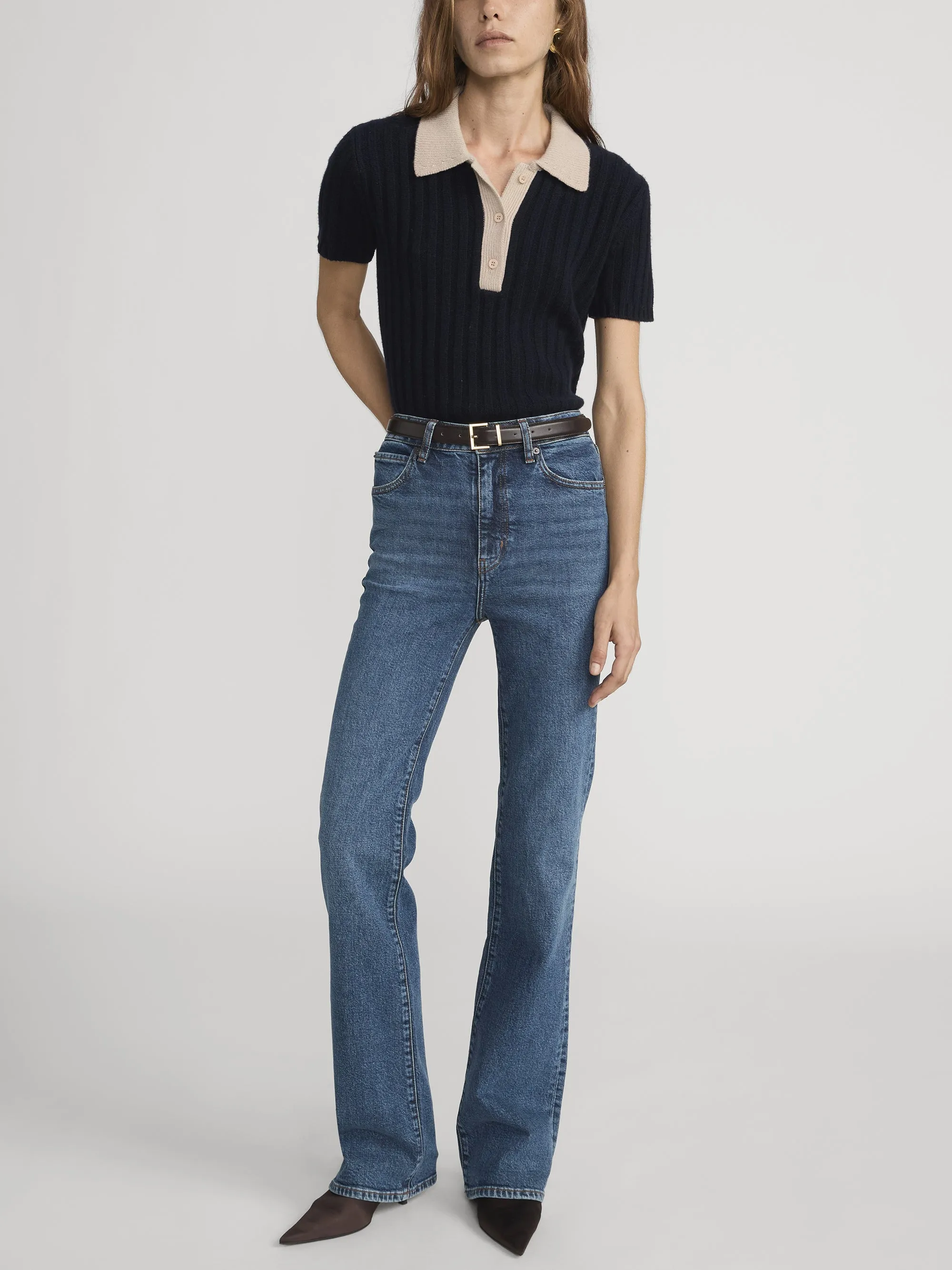 The Contrast Trim Polo -- Navy Multi sold by Frame Denim product image thumbnail 2