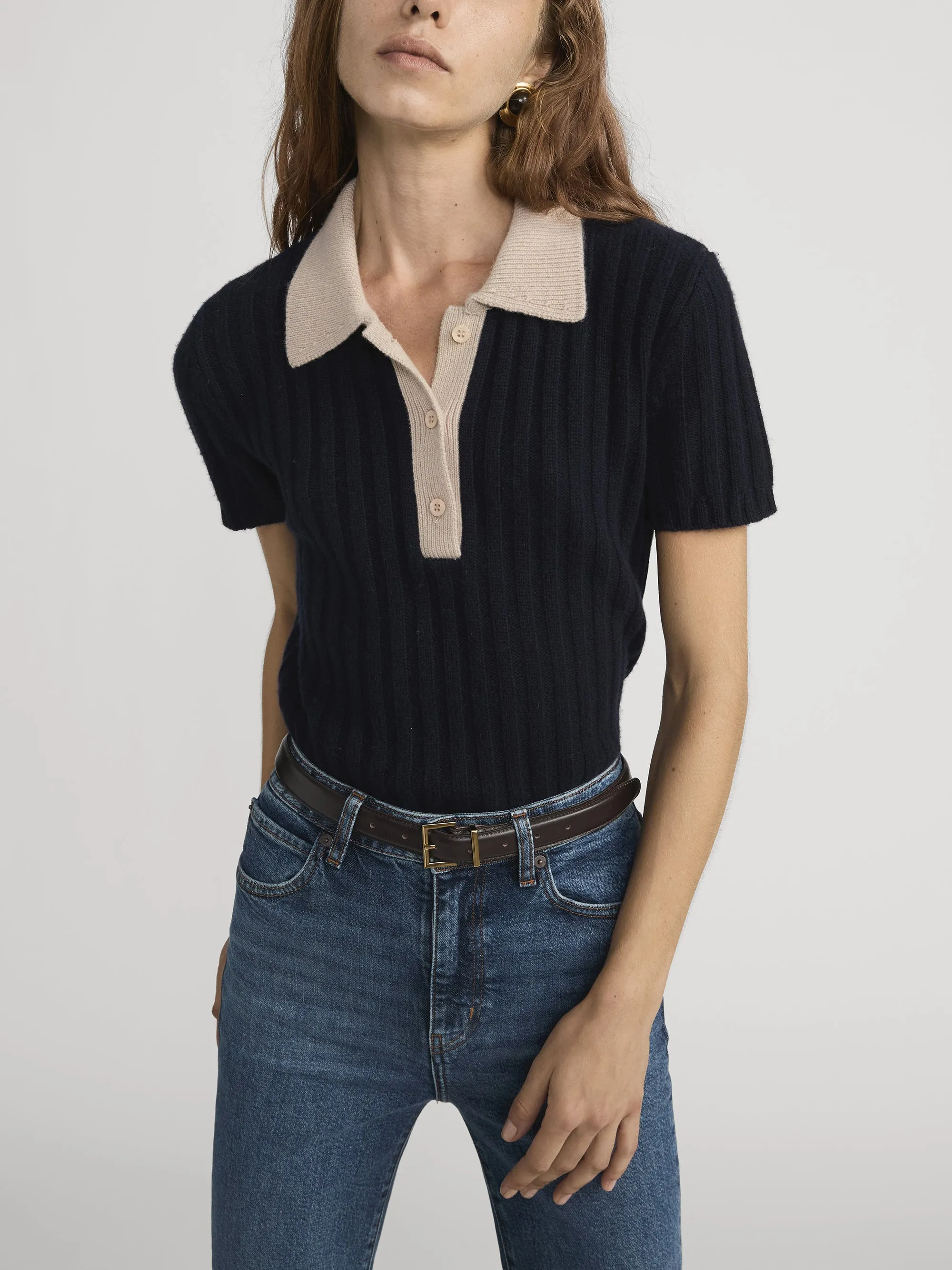 The Contrast Trim Polo -- Navy Multi sold by Frame Denim product image thumbnail 3