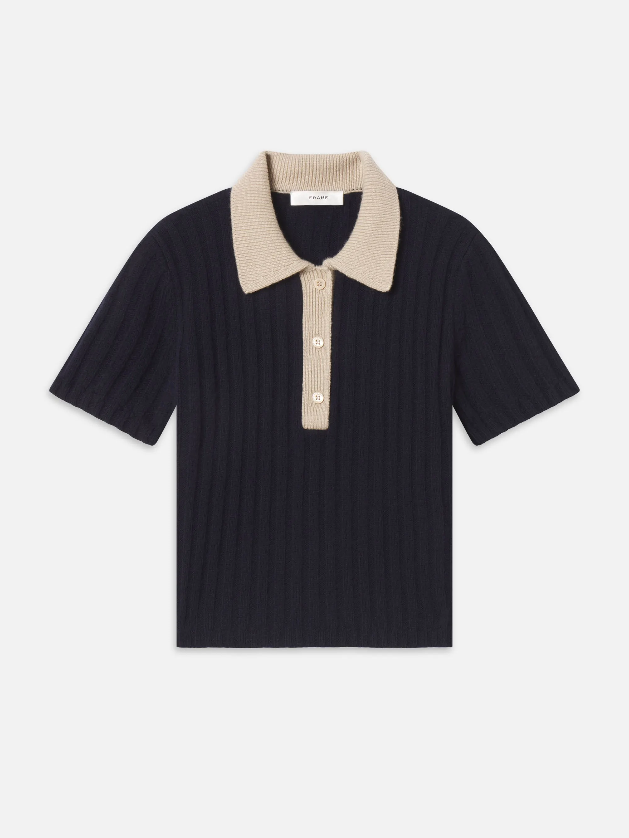 The Contrast Trim Polo -- Navy Multi sold by Frame Denim