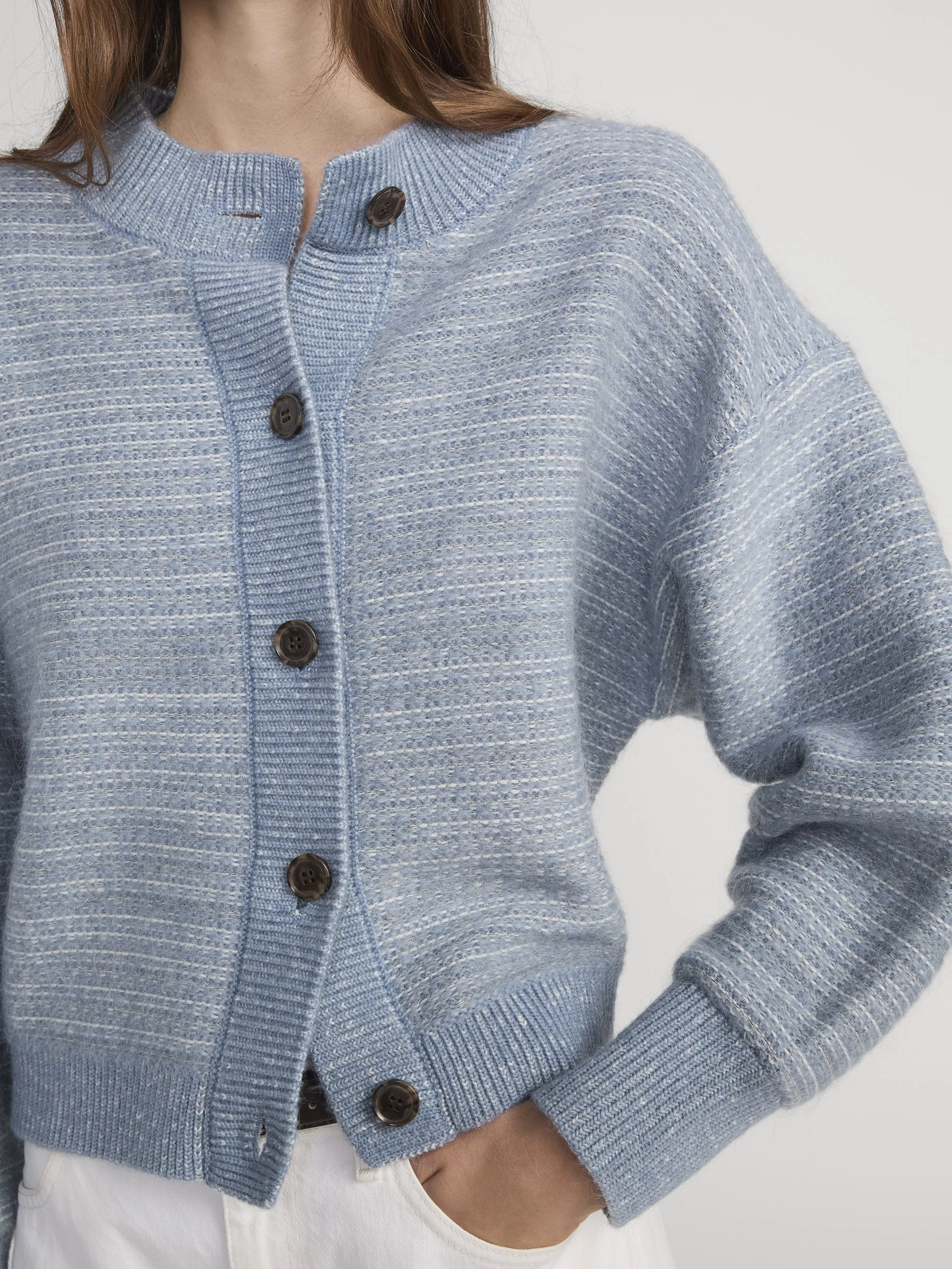 The Jacquard Femme Cardi -- Sky Blue Multi sold by Frame Denim product image thumbnail 4