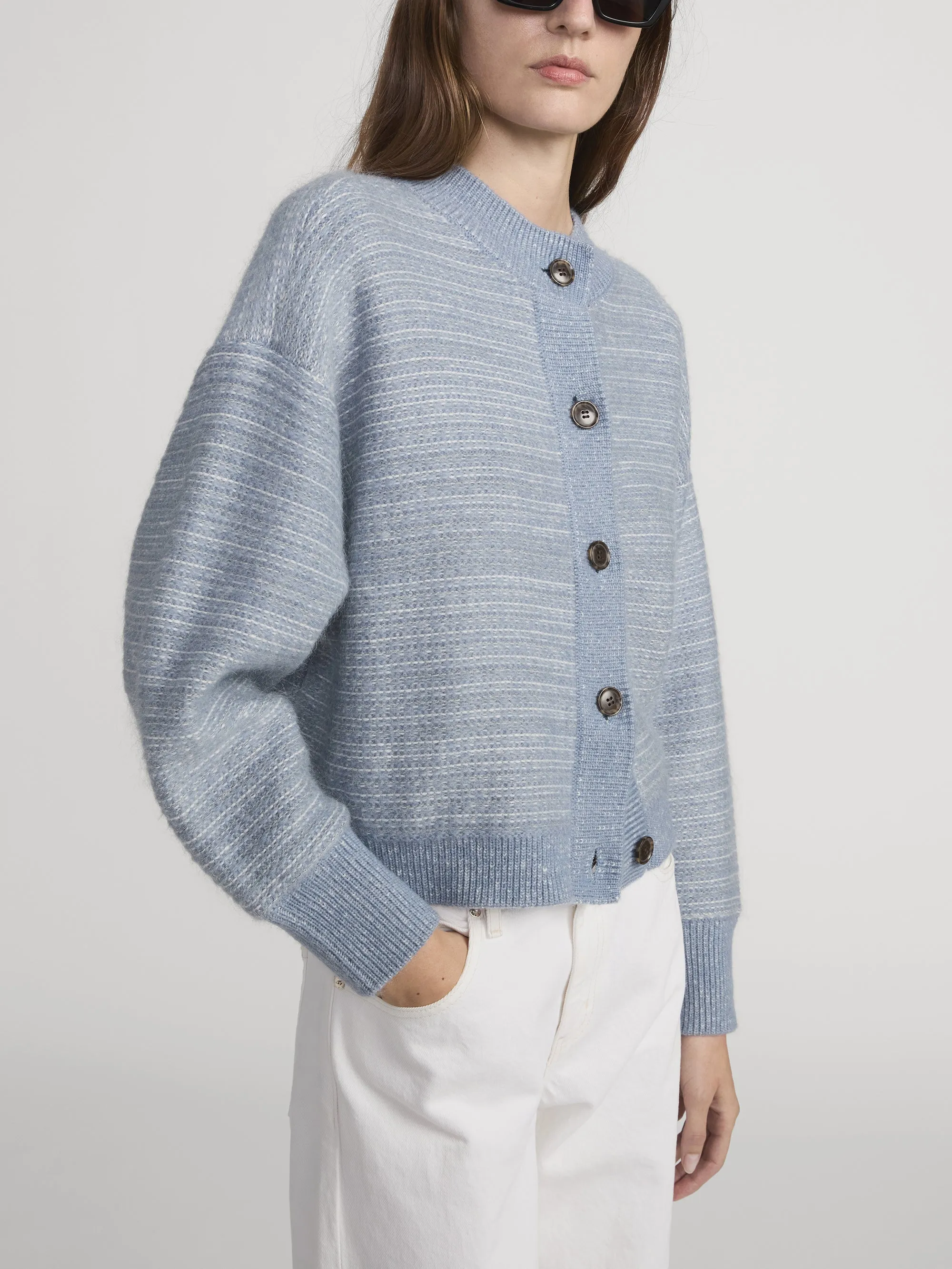 The Jacquard Femme Cardi -- Sky Blue Multi sold by Frame Denim product image thumbnail 5