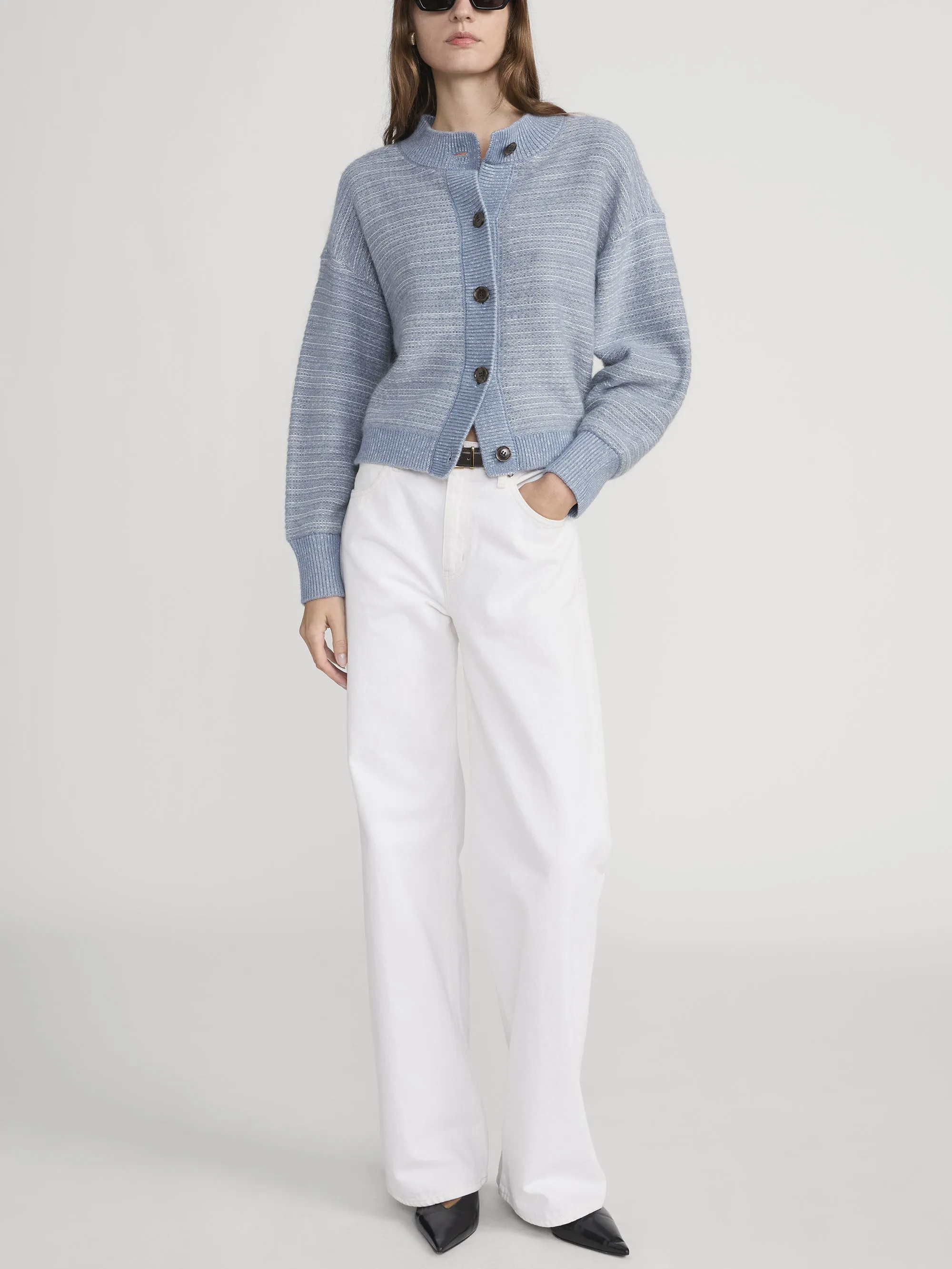 The Jacquard Femme Cardi -- Sky Blue Multi sold by Frame Denim product image thumbnail 2