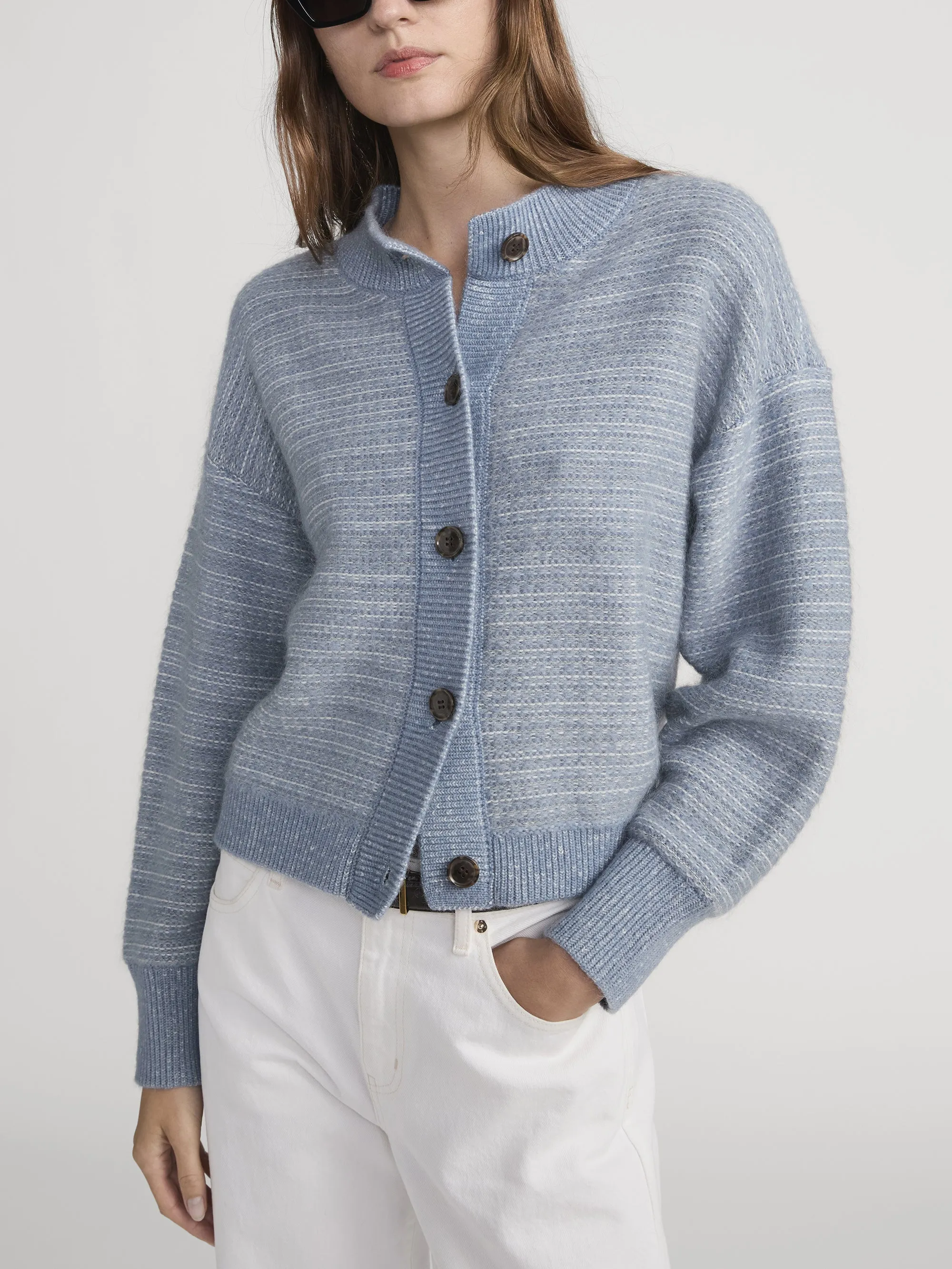 The Jacquard Femme Cardi -- Sky Blue Multi sold by Frame Denim product image thumbnail 3