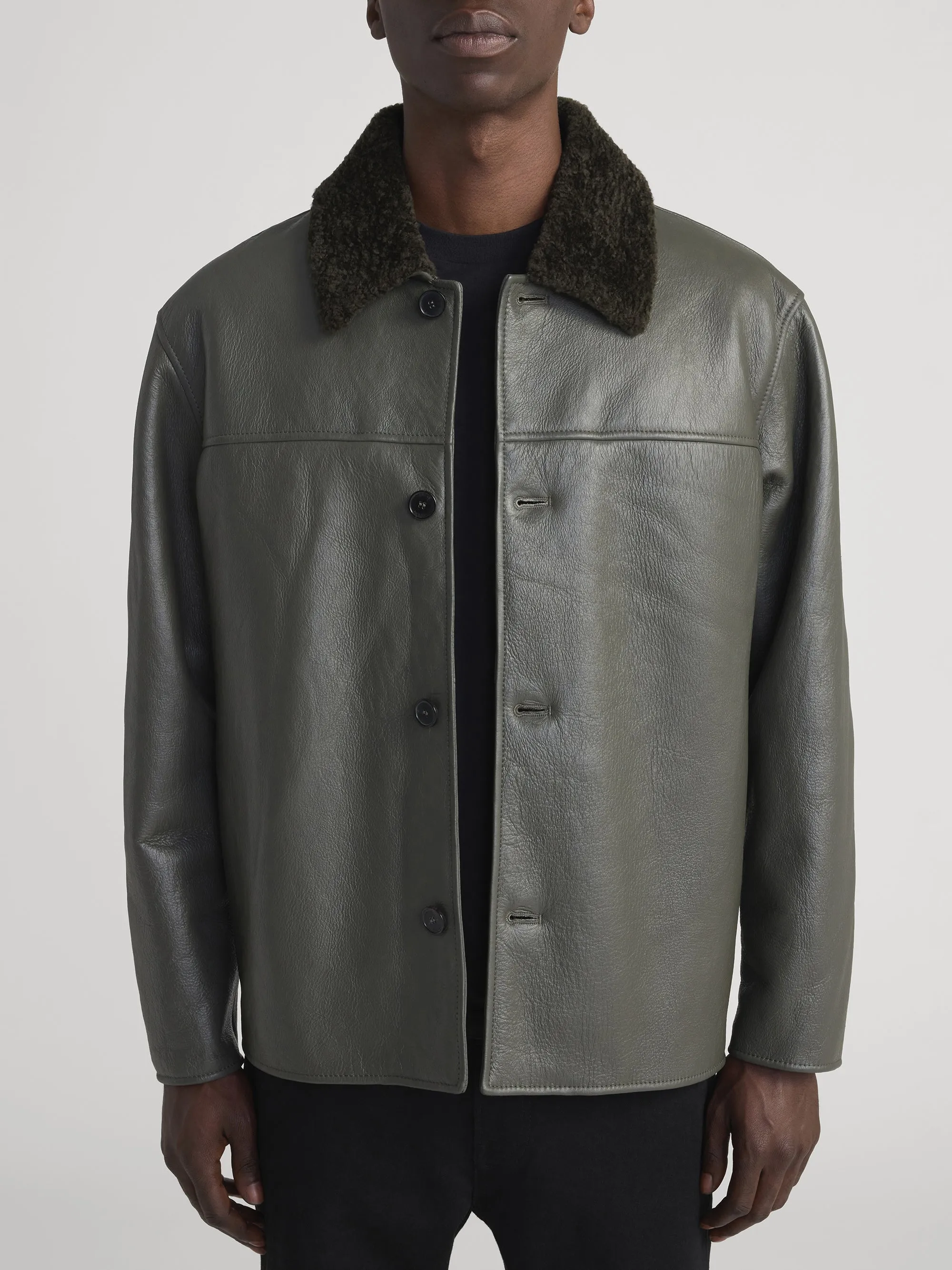 Shearling Jacket -- Dark Olive sold by Frame Denim product image thumbnail 3
