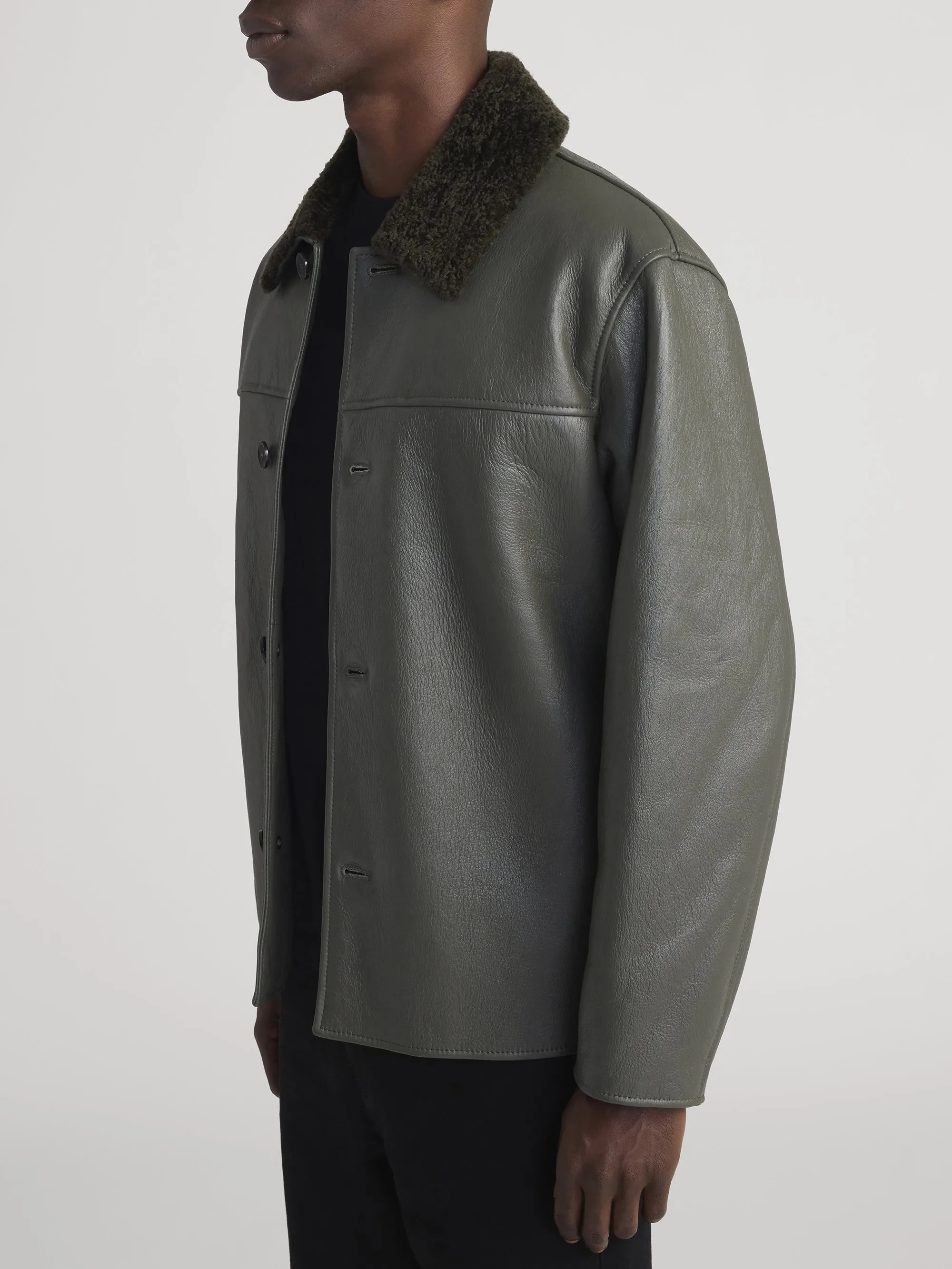 Shearling Jacket -- Dark Olive sold by Frame Denim product image thumbnail 5