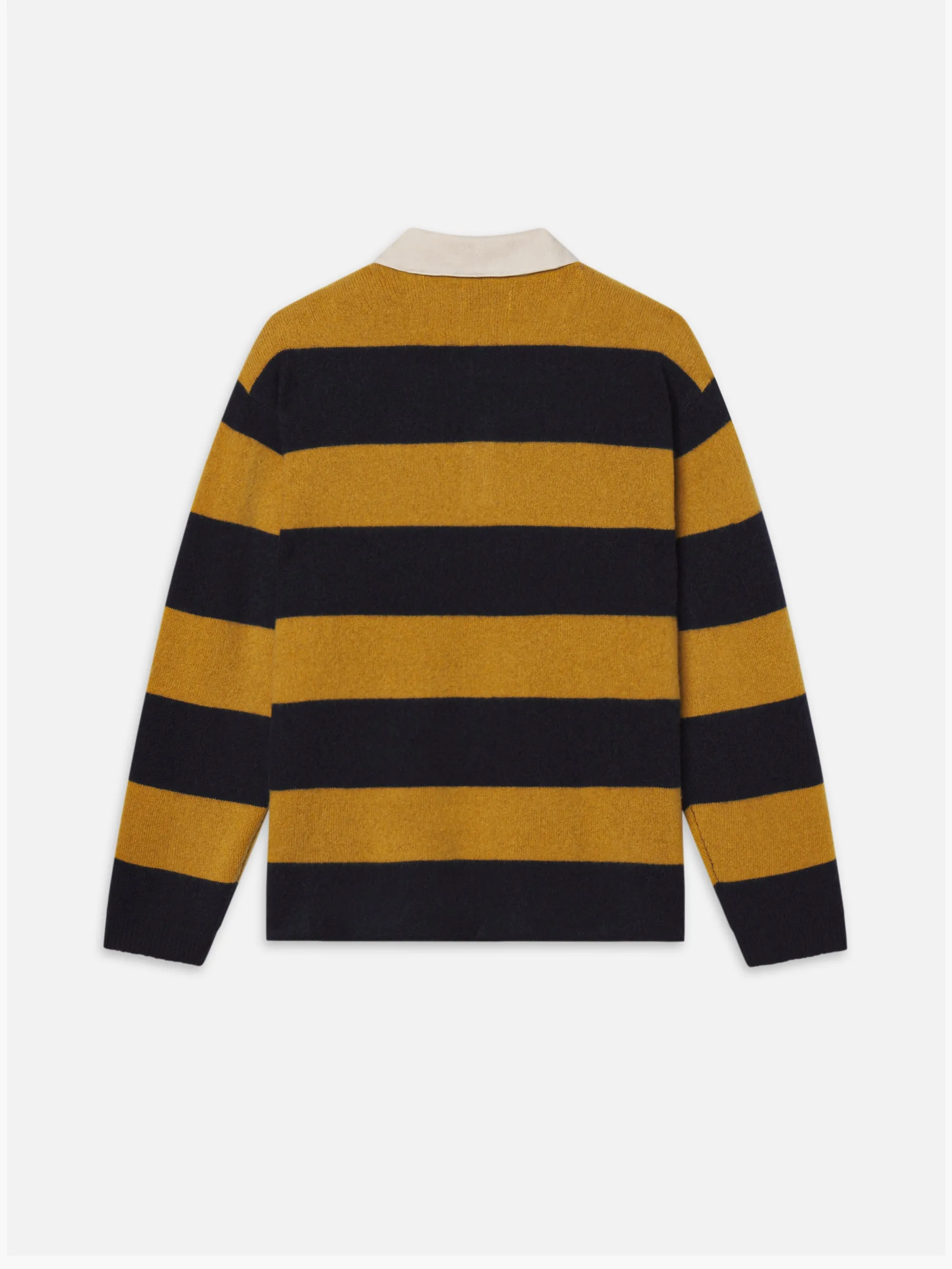 The Society Archive Rugby Polo Sweater -- Navy/Dark Yellow Stripe sold by Frame Denim product image thumbnail 3