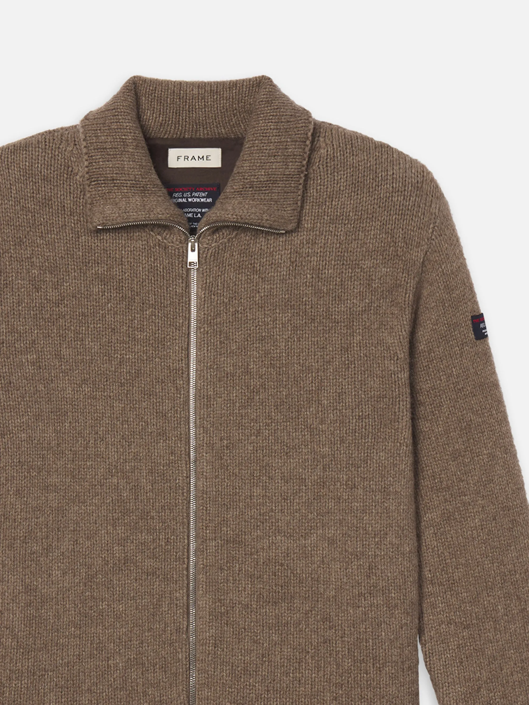 The Society Archive Zip-Up Cardigan Sweater -- Mocha sold by Frame Denim product image thumbnail 2