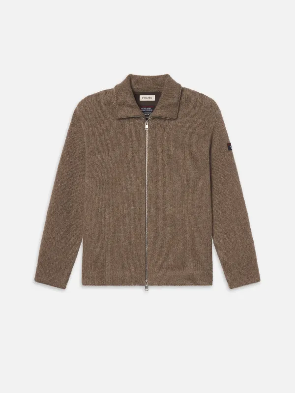 The Society Archive Zip-Up Cardigan Sweater -- Mocha sold by Frame Denim