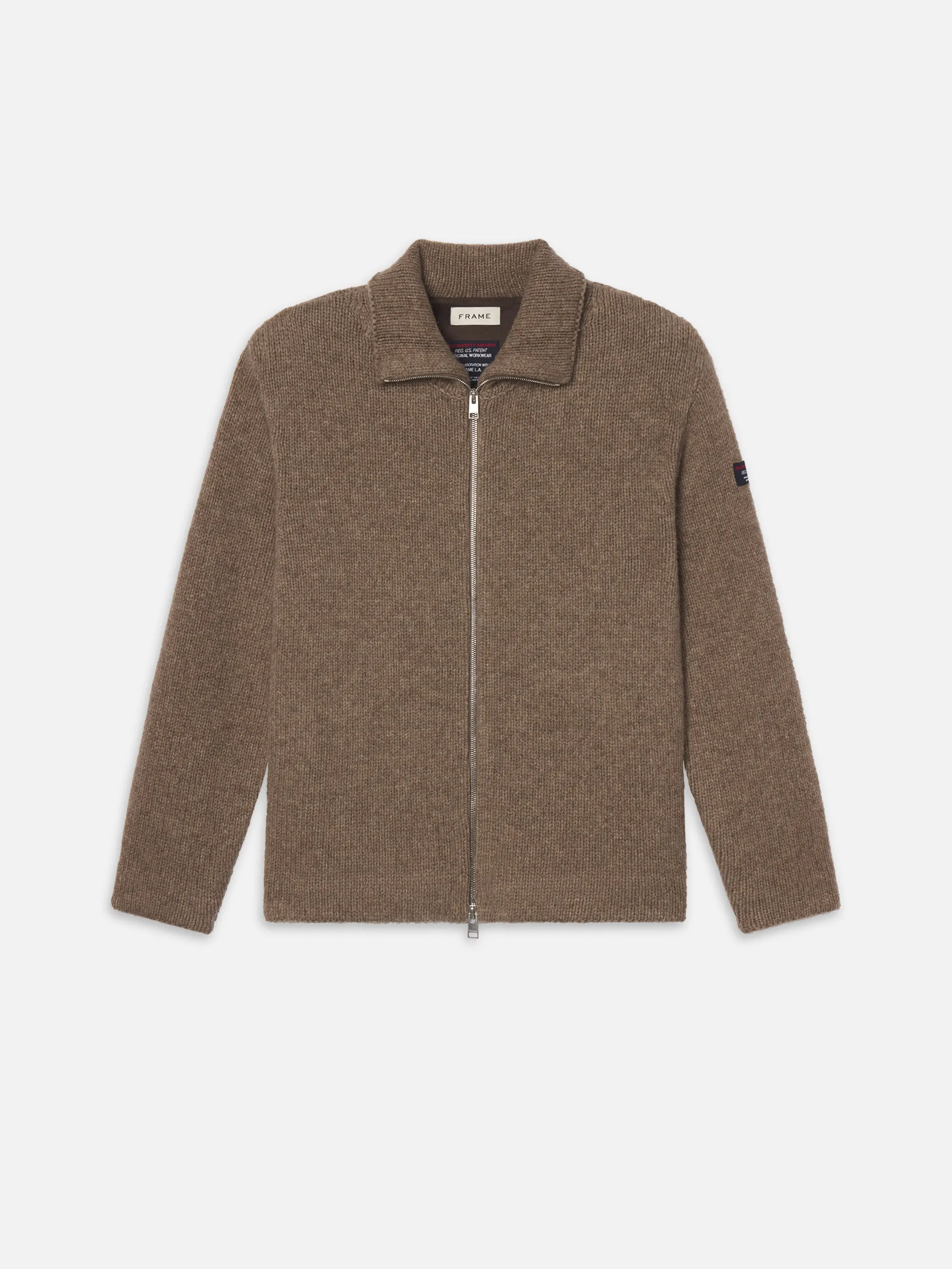 The Society Archive Zip-Up Cardigan Sweater -- Mocha sold by Frame Denim