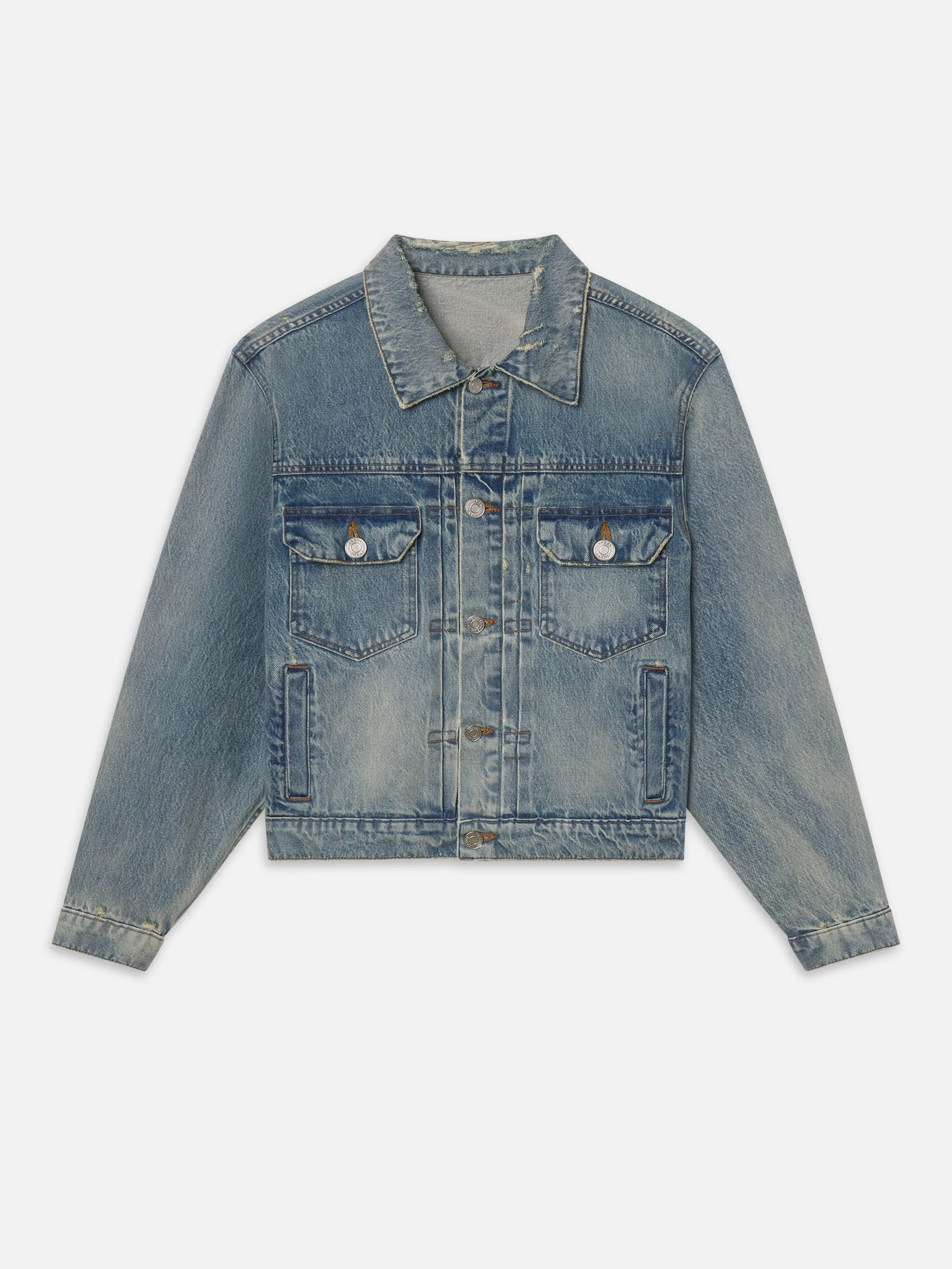 The Society Archive Vintage Denim Jacket -- Midfield Destructed sold by Frame Denim
