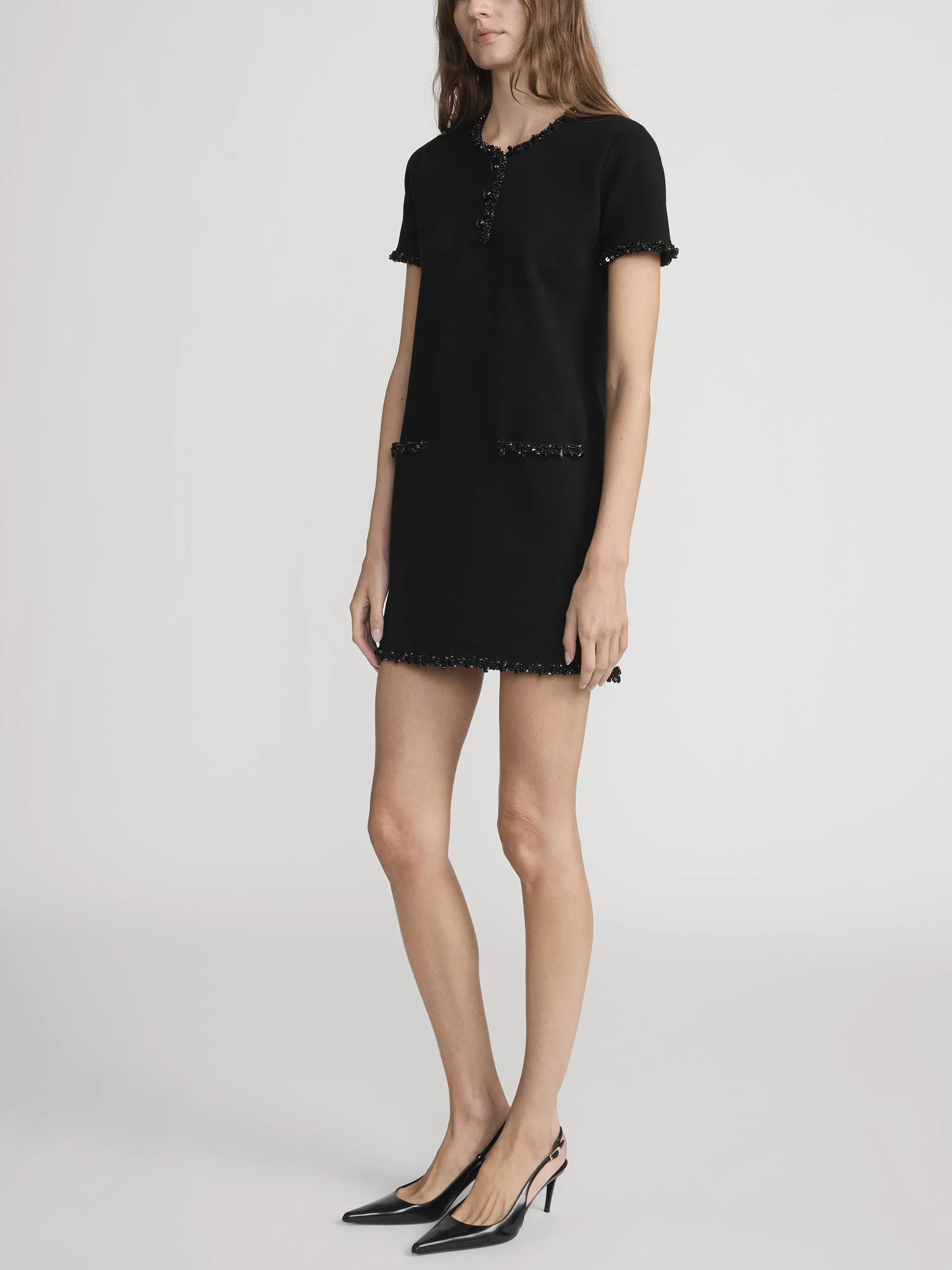 The Beaded Trim Dress -- Black sold by Frame Denim product image thumbnail 4